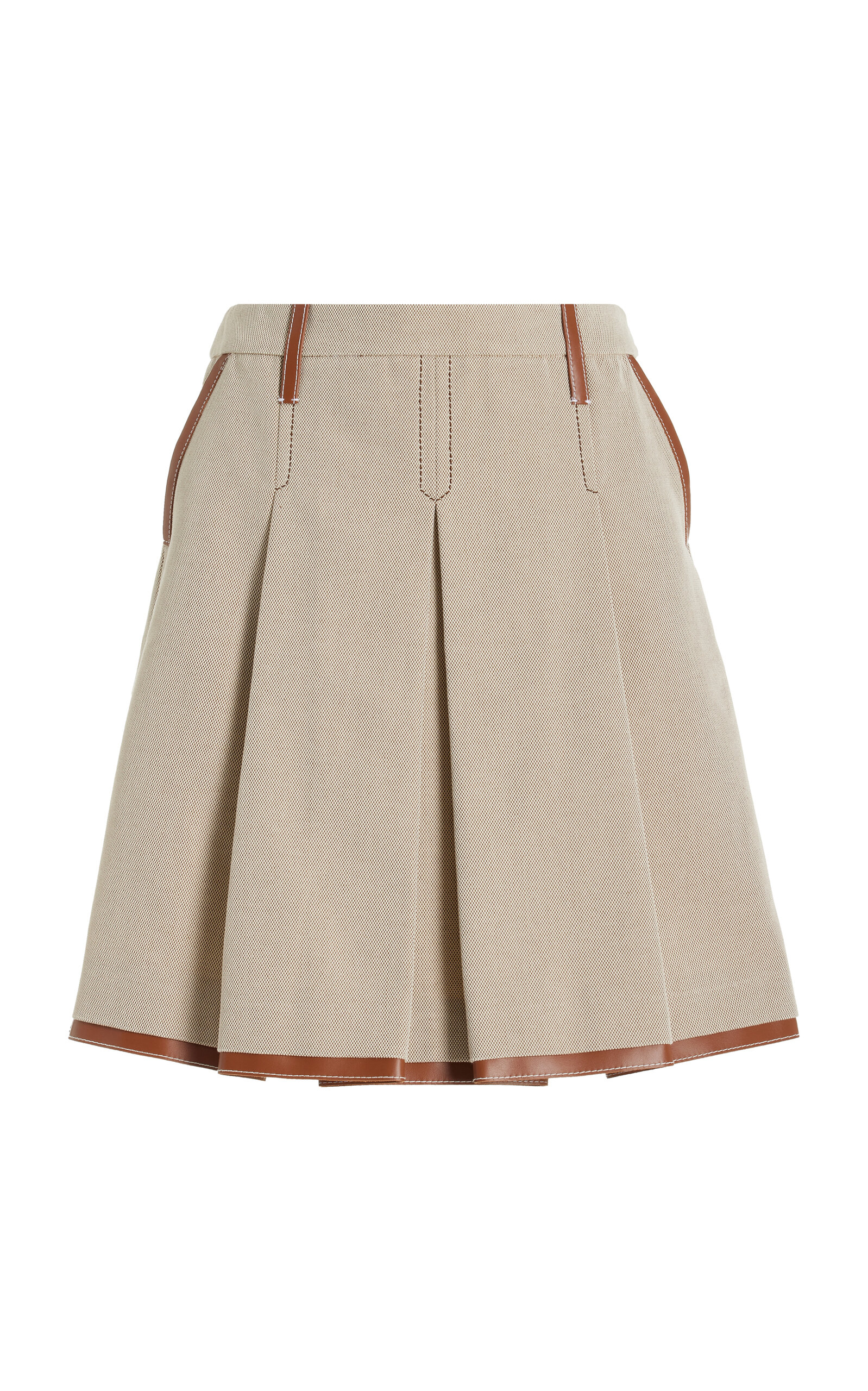 Pleated Cotton-Canvas Midi Skirt