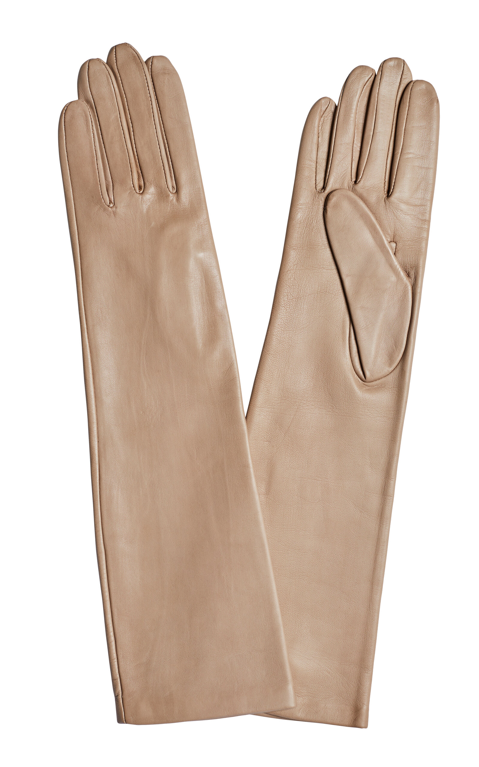Paula Rowan Montserrat Leather Opera Gloves In Taupe