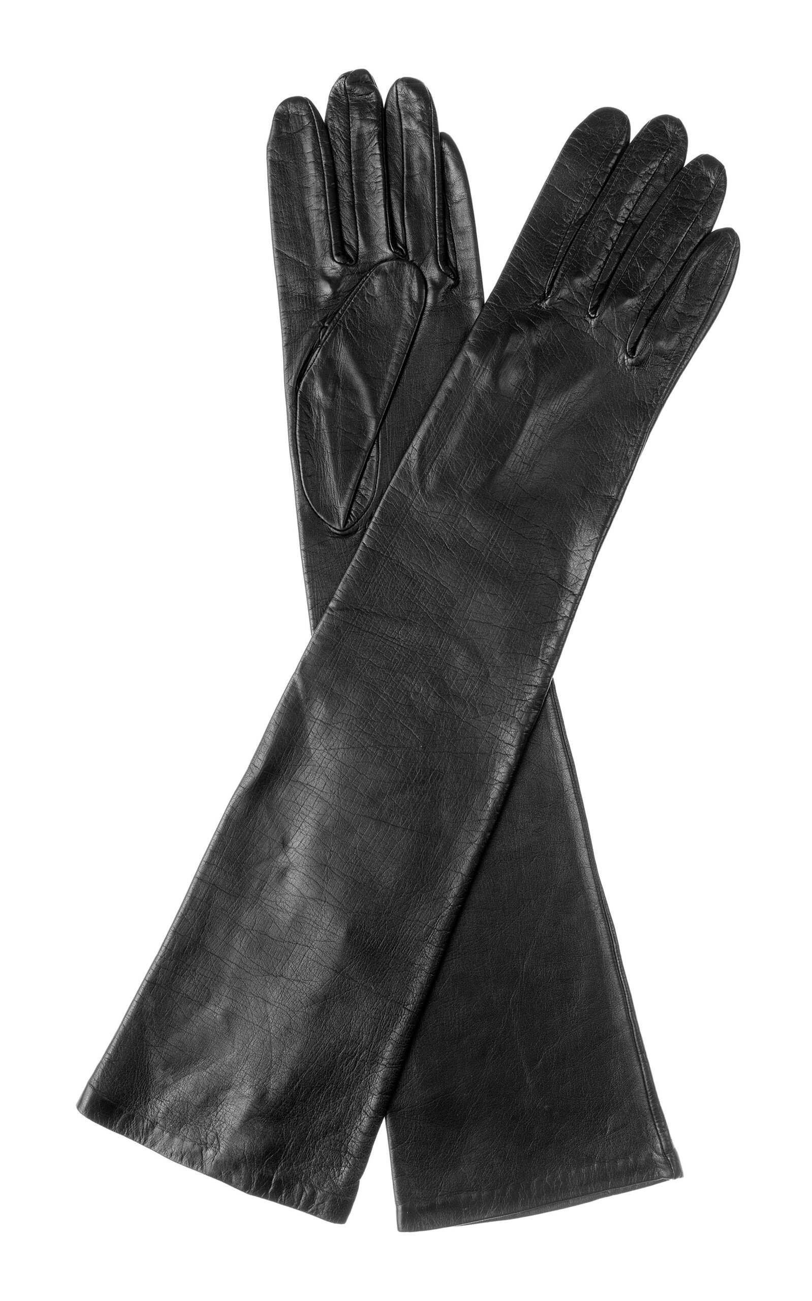 Paula Rowan Montserrat Leather Opera Gloves In Black