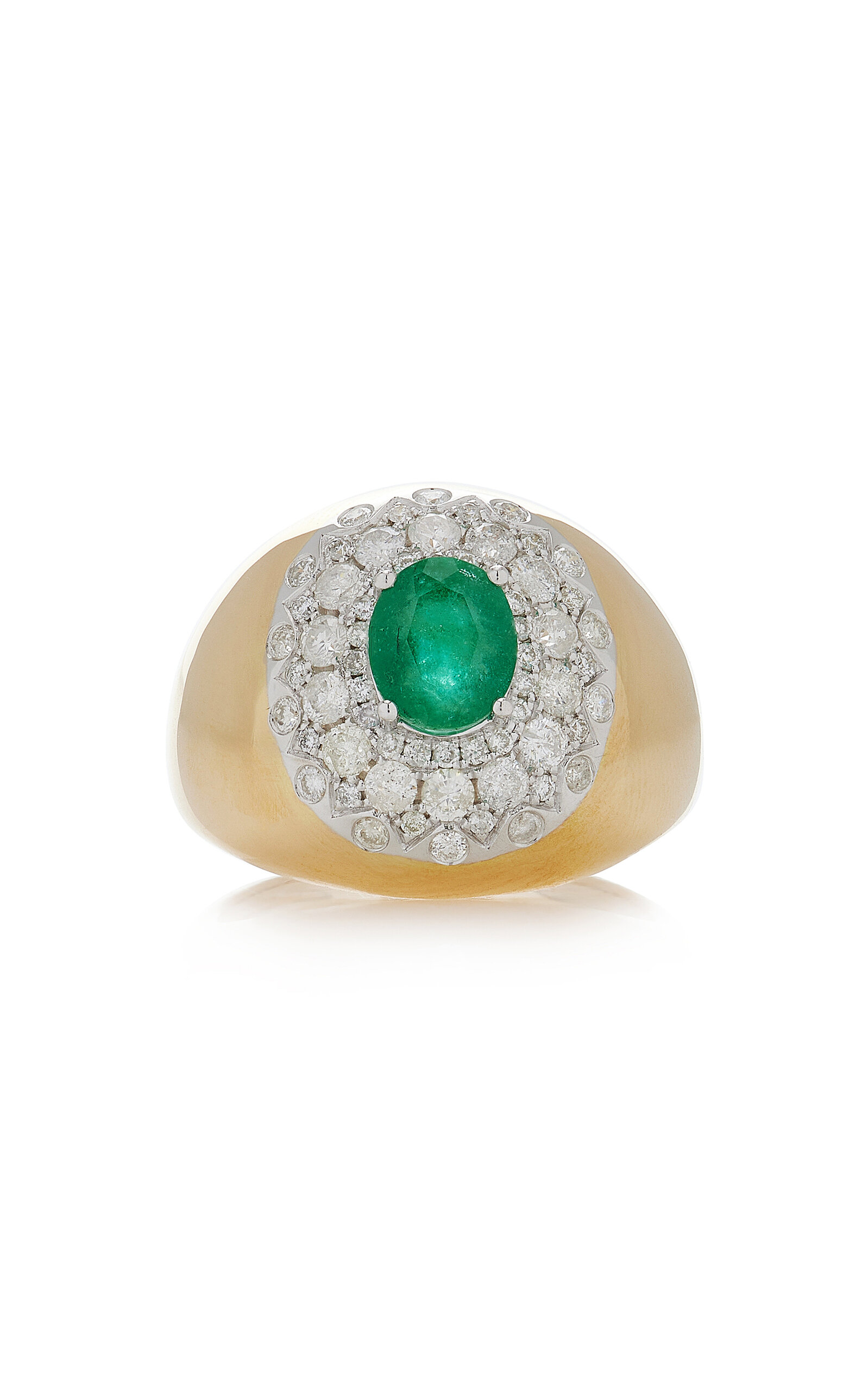 Yvonne Léon 18k Yellow Gold Emerald; Diamond Ring In Green
