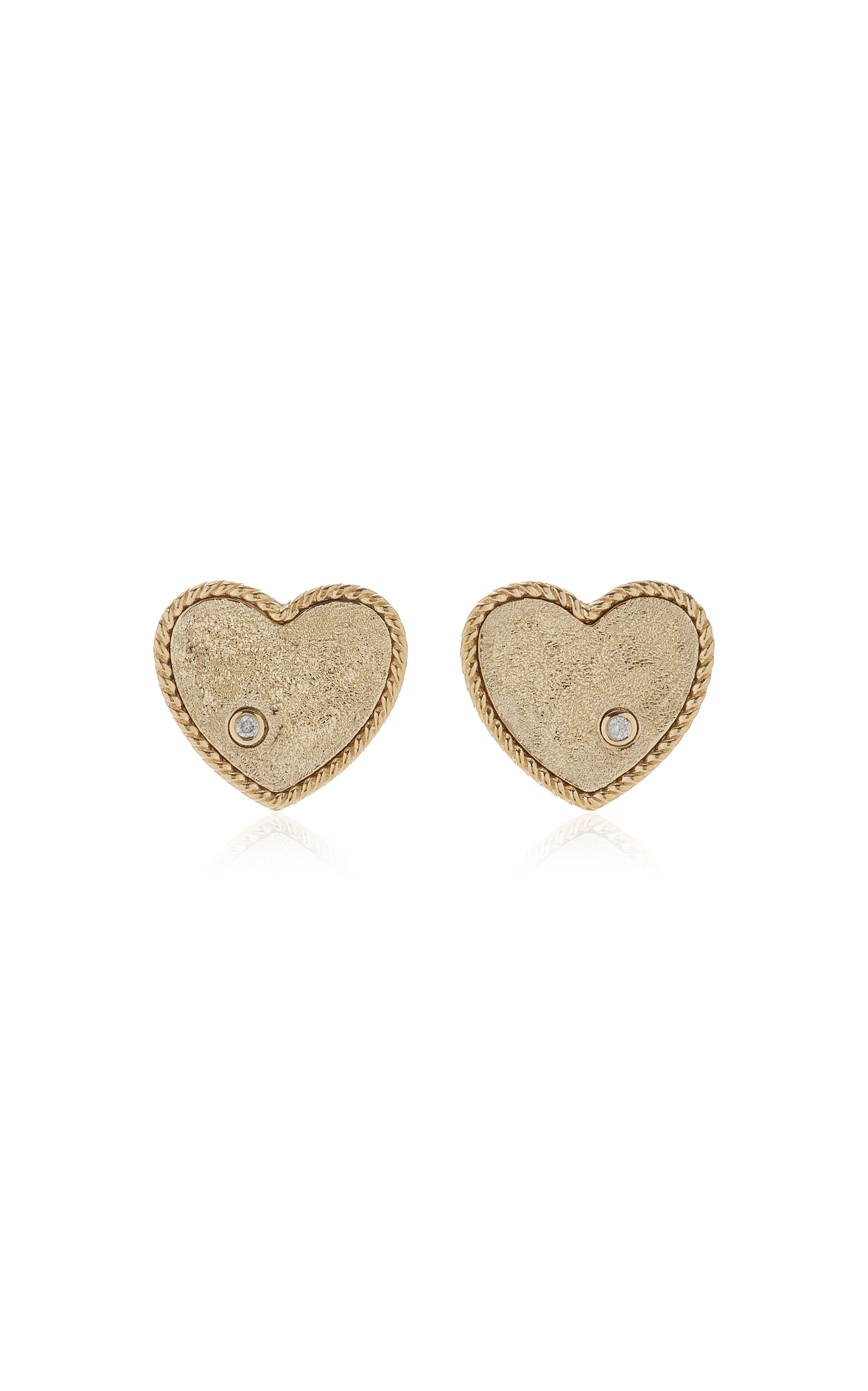 Yvonne Léon Glittered 9k Yellow Gold Diamond Earrings