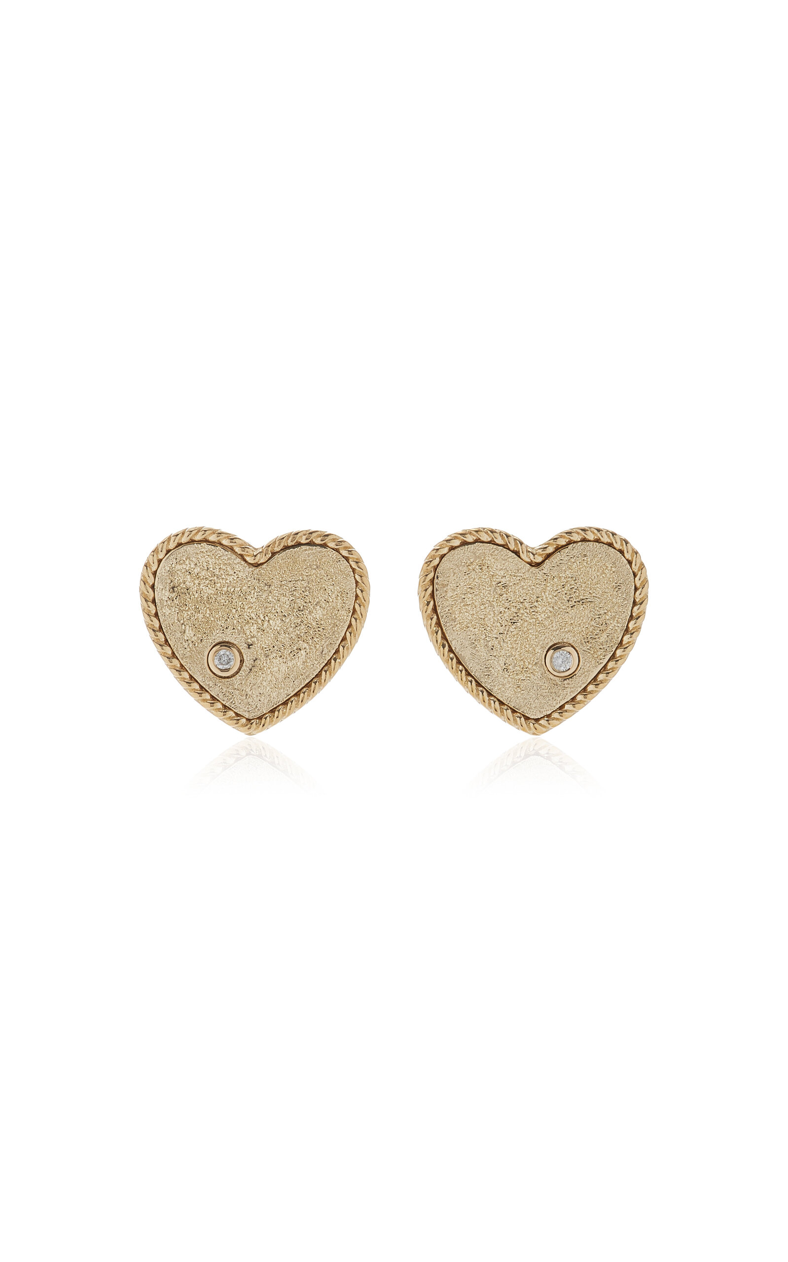 Yvonne Léon Glittered 9k Yellow Gold Diamond Earrings In Gold