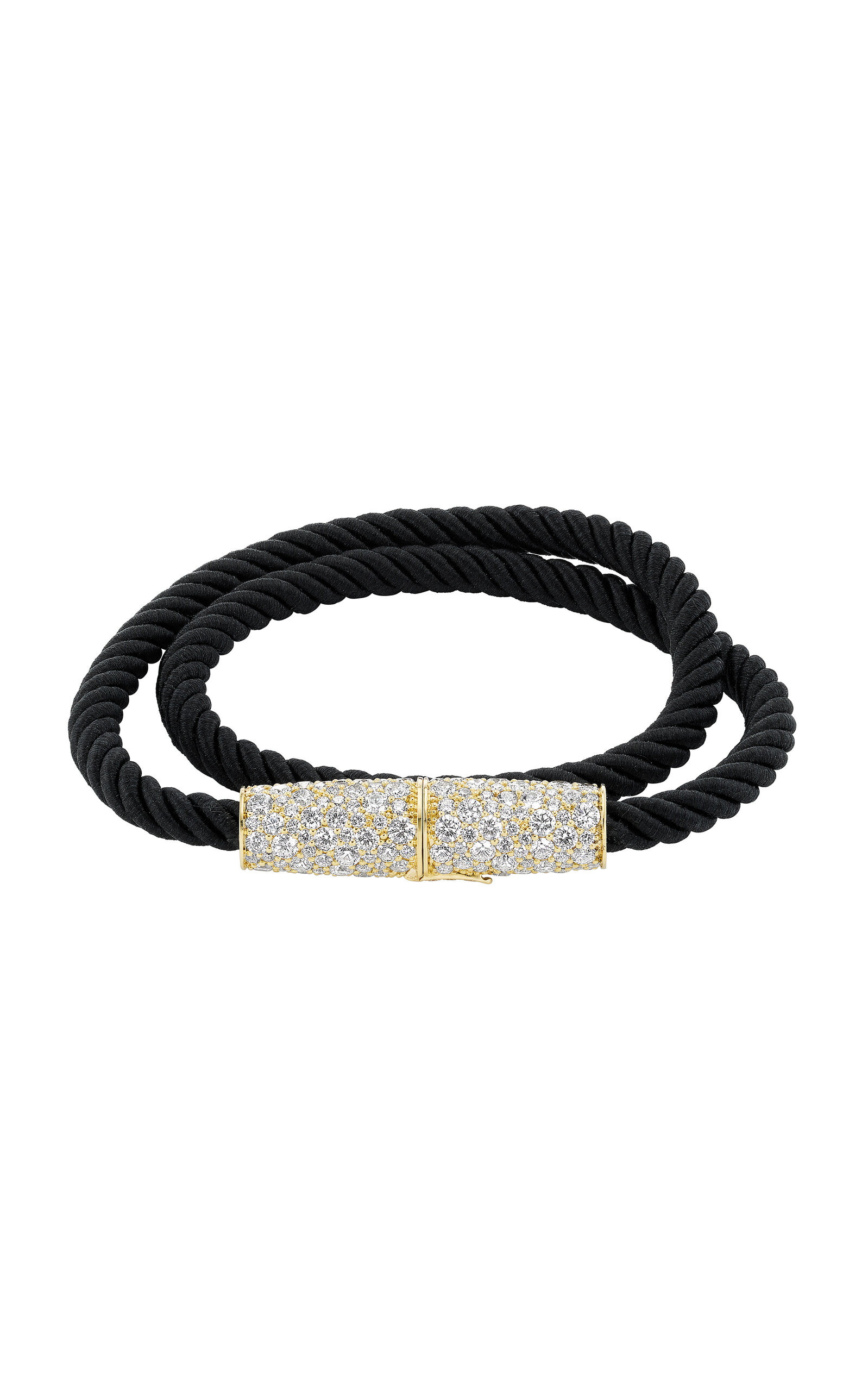 18K Yellow Gold Diamond; Silk Wrap Bracelet