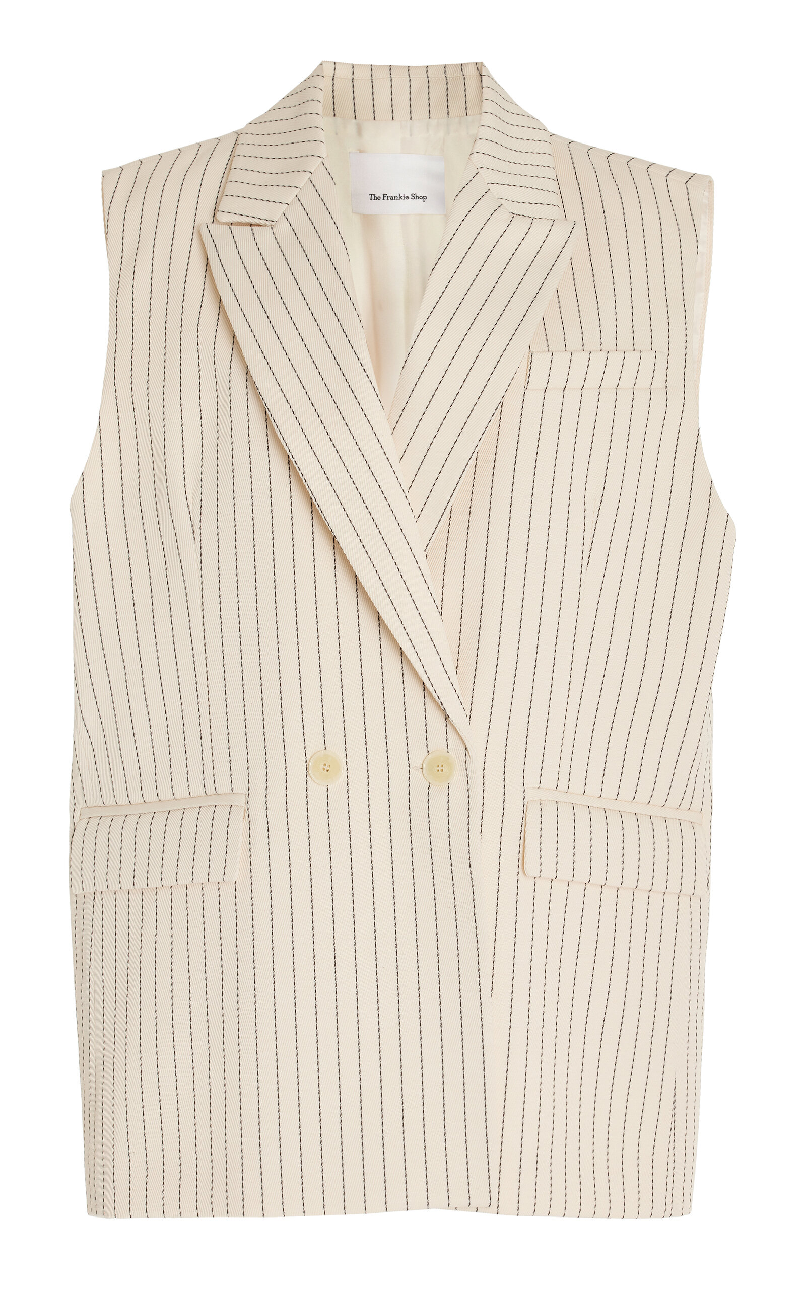 Shop The Frankie Shop Shane Pinstriped-twill Double-breasted Vest In Neutral