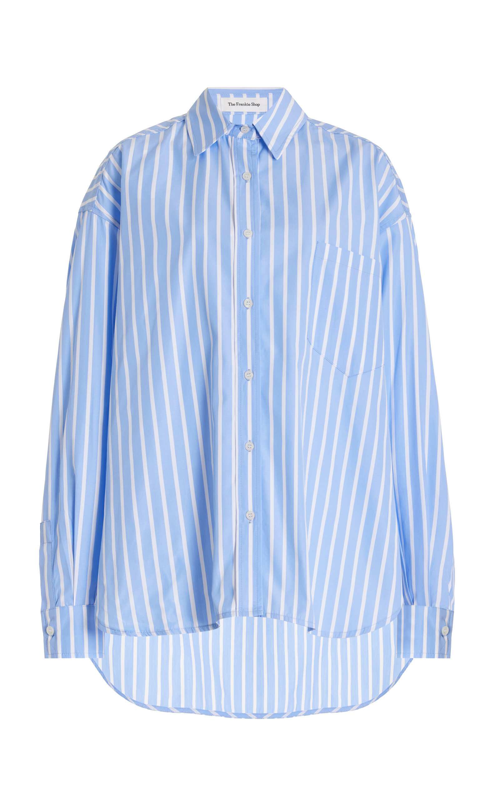 Shop The Frankie Shop Georgia Striped Cotton-lyocell Shirt In Blue