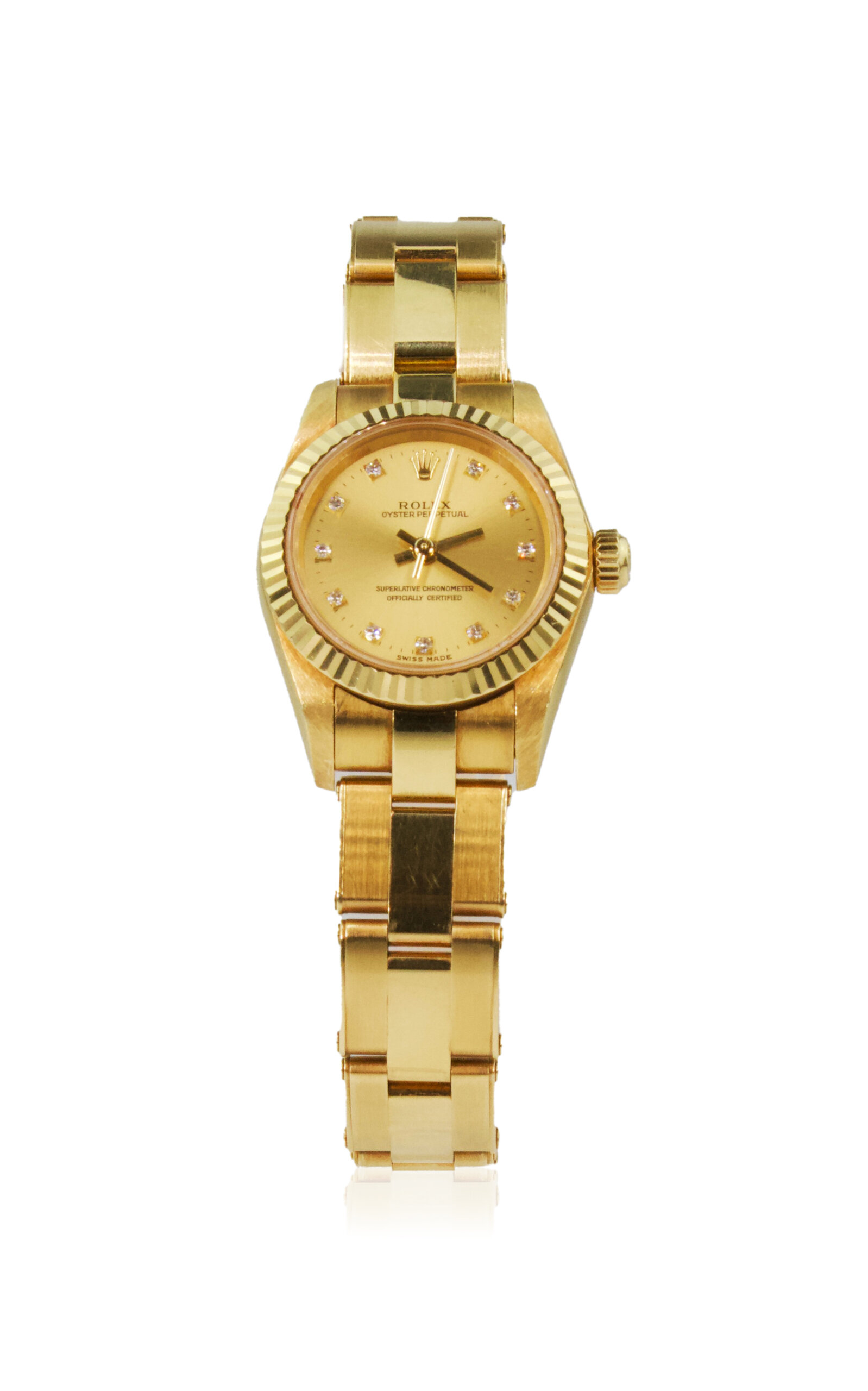 Rolex Oyster Perpetual 18K Yellow Gold Diamond Watch