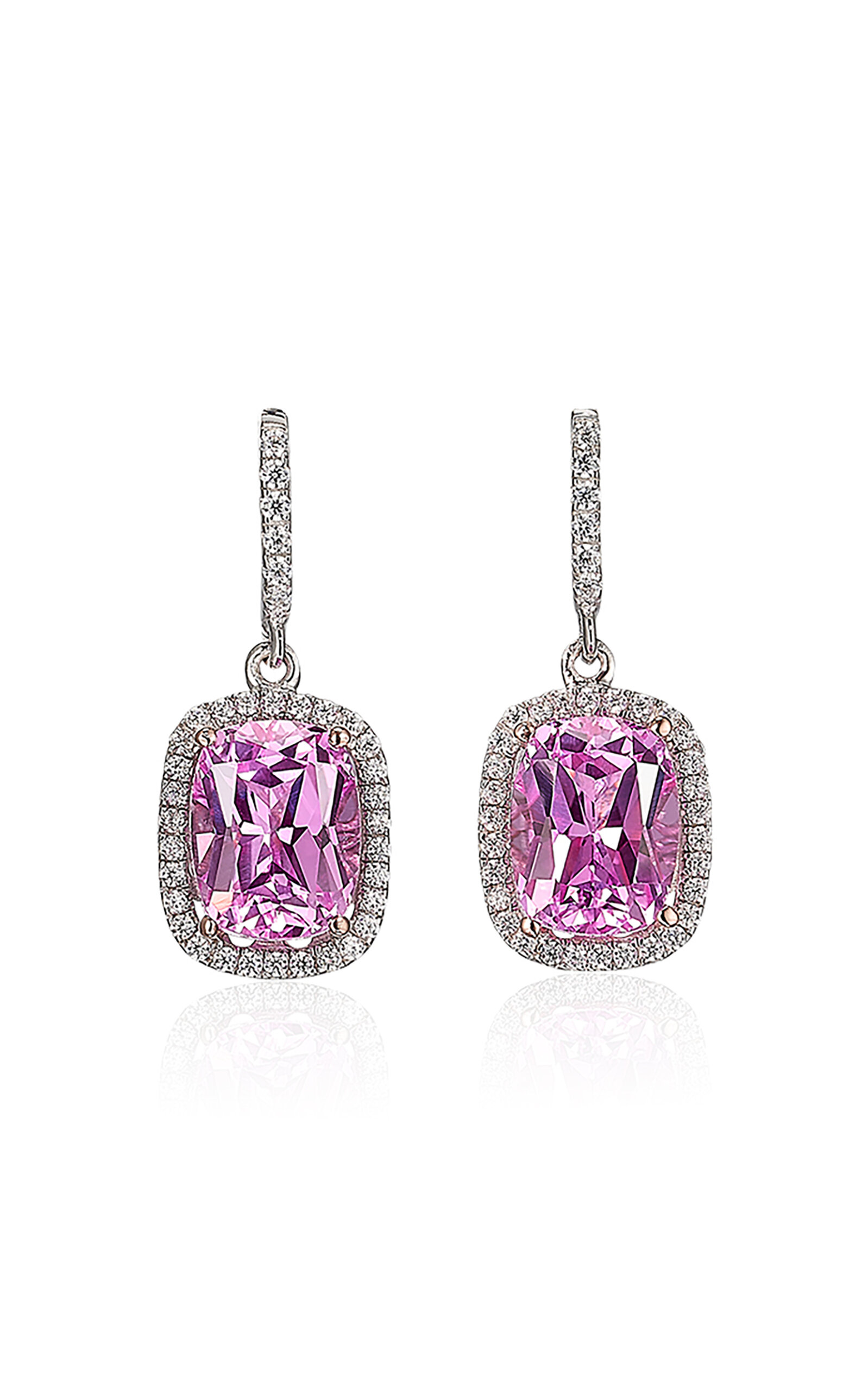 Anabela Chan 18k White Gold Begonia Comet Earrings With Rhodium Vermeil In Pink