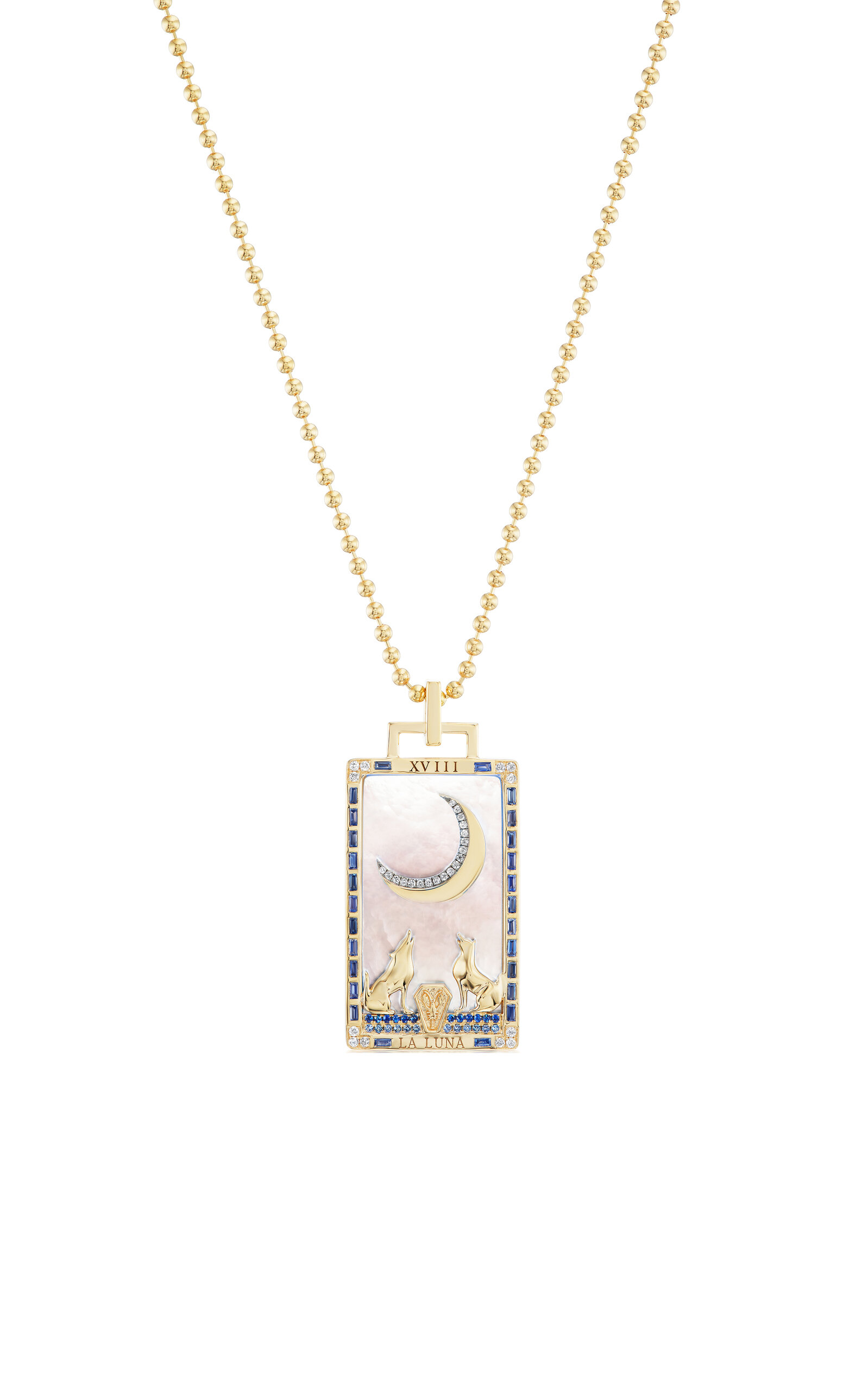 La Luna Piccola 18K Yellow Gold Mother-of-Pearl Tarot Card Necklace