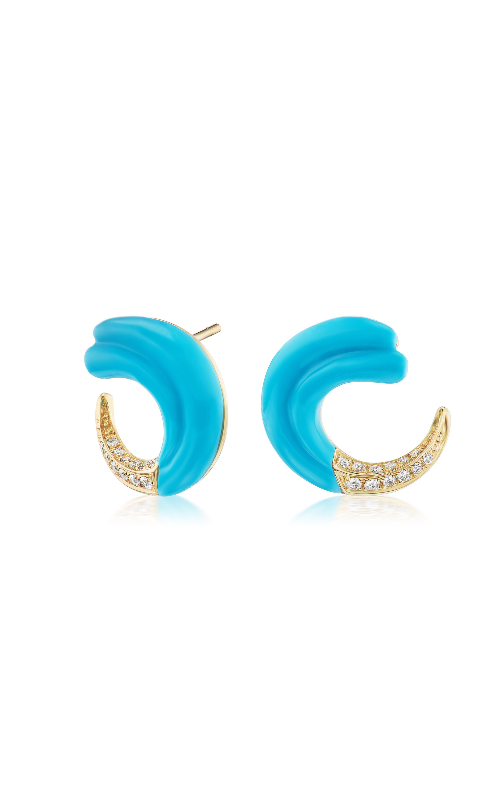 Seashell 18K Yellow Gold Turquoise Earrings