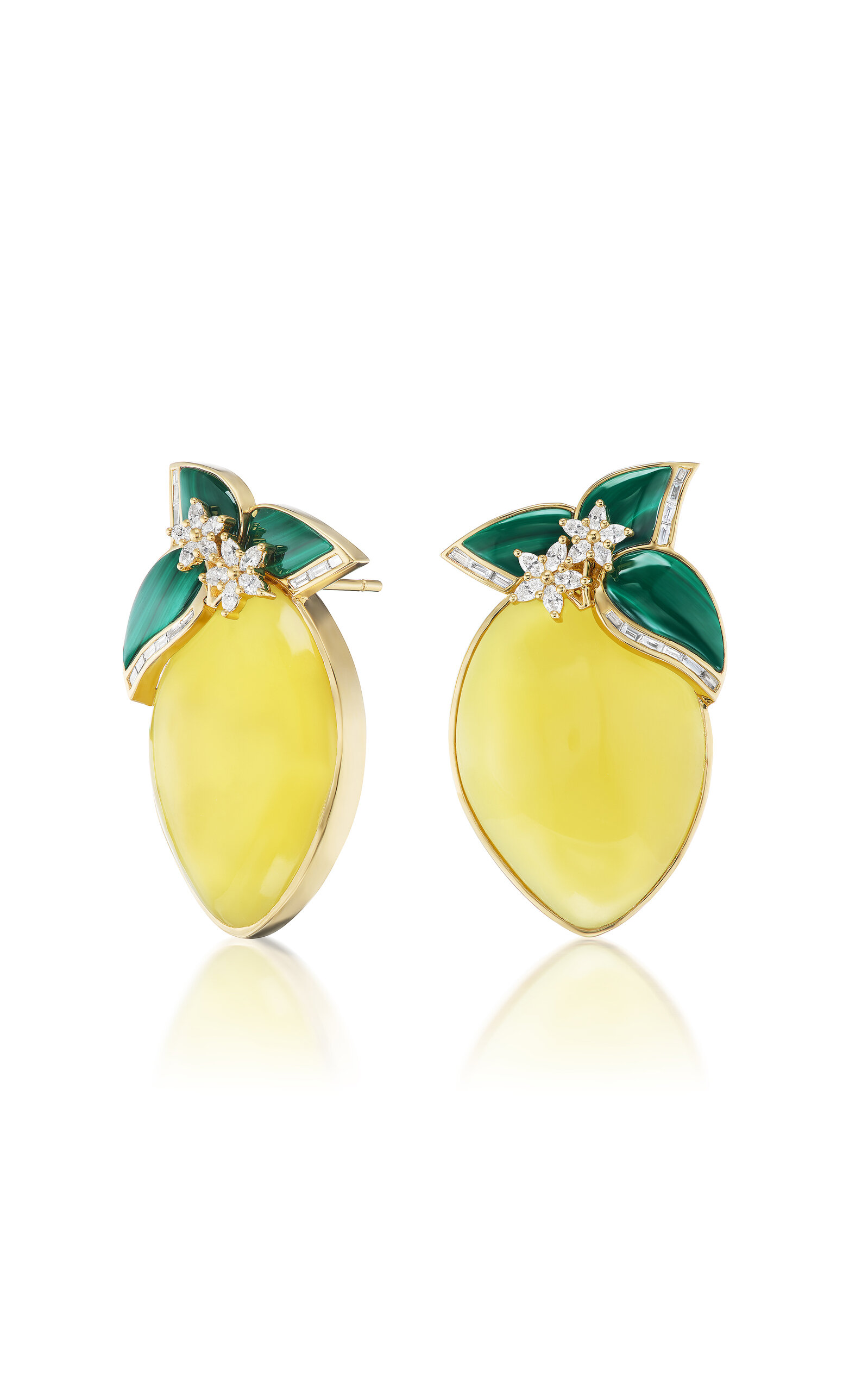 Limoncello 18K Yellow Gold Opal; Malachite Earrings