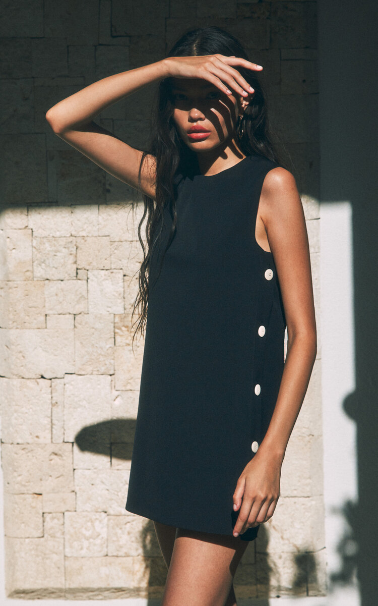 Alexis Libra Buttoned Mini Shift Dress In Black | ModeSens Alexis Libra Buttoned Mini Shift Dress In Black | ModeSens