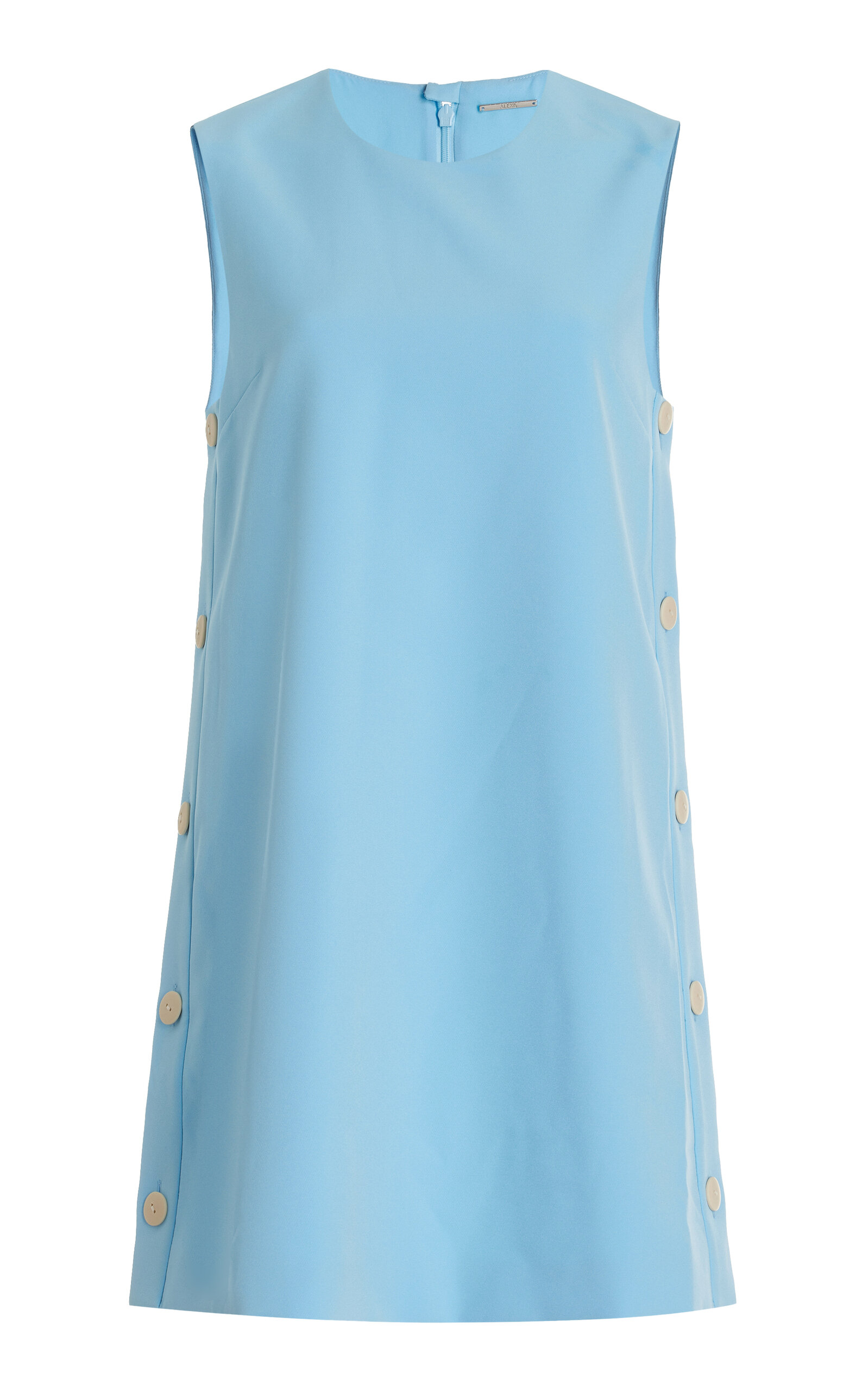 Shop Alexis Libra Buttoned Cady Mini Shift Dress In Blue