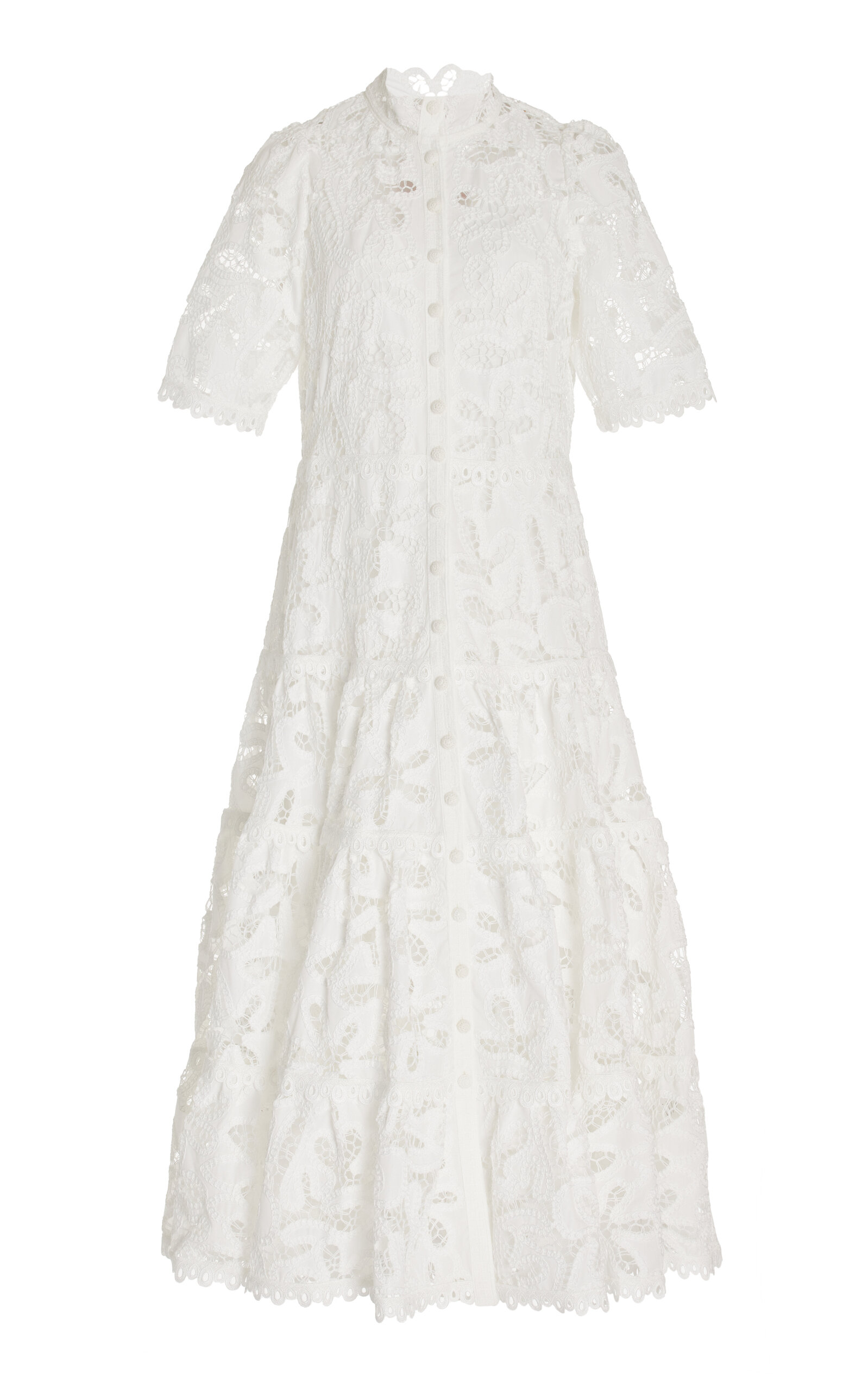 Alexis Ledina Broderie Lace Midi Dress In White