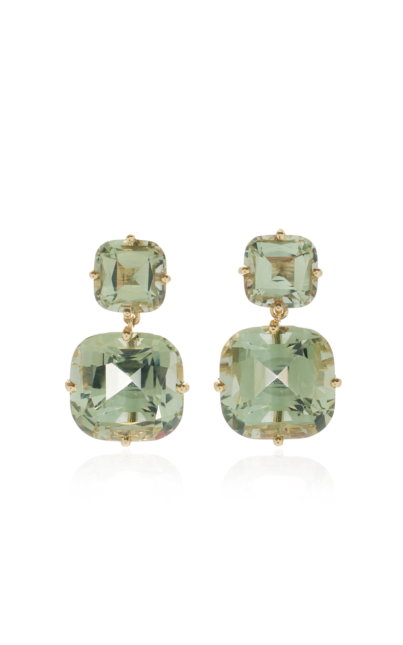 Shop Goshwara 18k Yellow Gold Prasiolite Earrings In Green