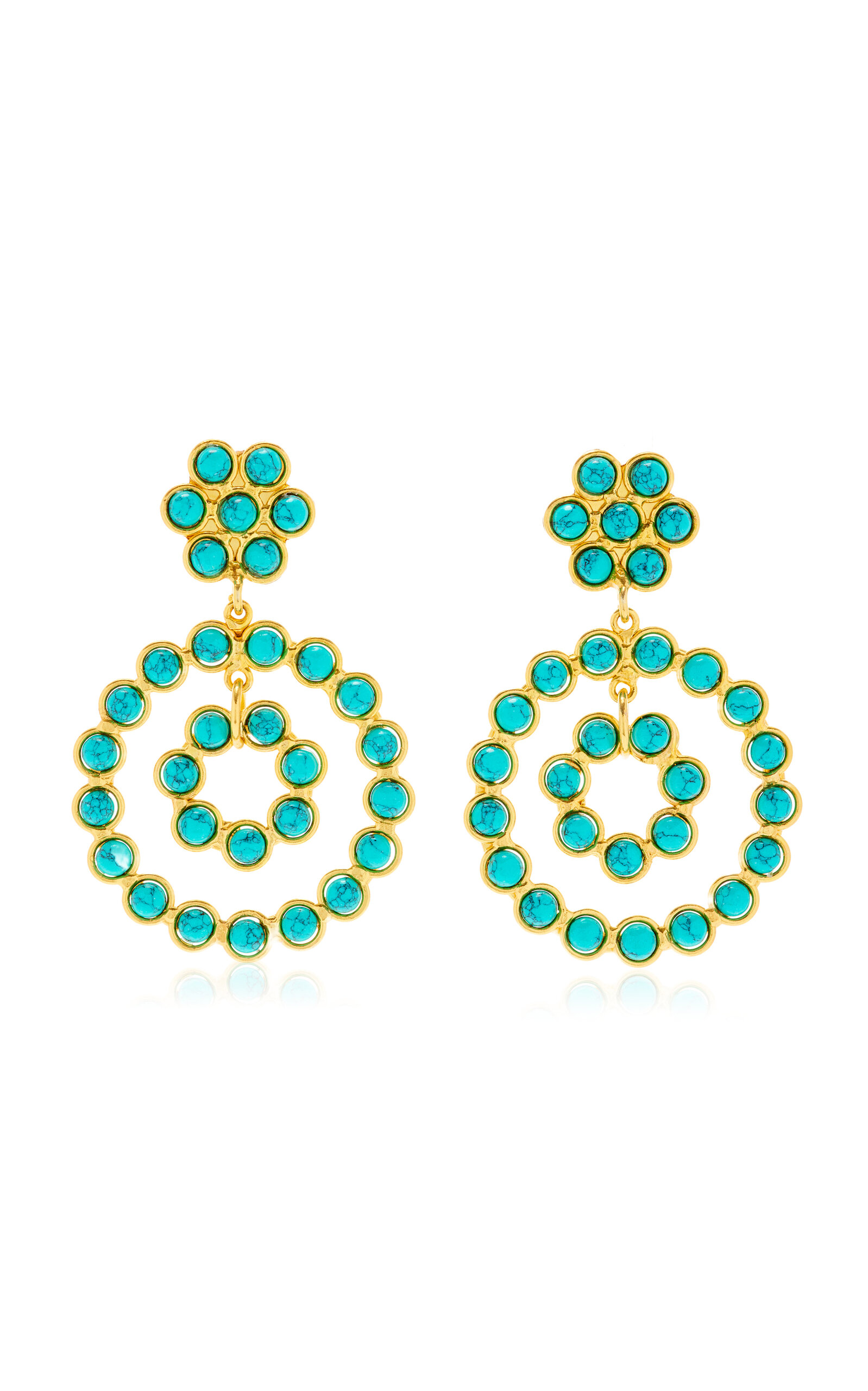 Sylvia Toledano Happy Flower 22k Gold-plated Turquoise Earrings In Blue