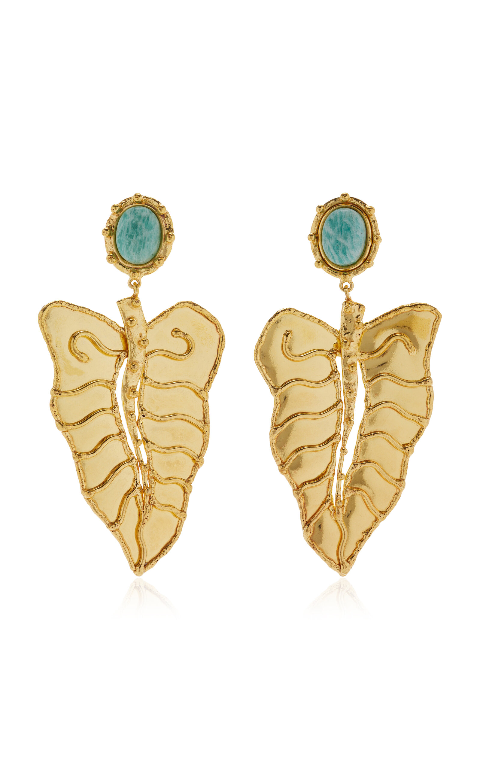Sylvia Toledano Botanica Gold-Plated Amazonite Clip Earrings - Gold - OS - Moda Operandi