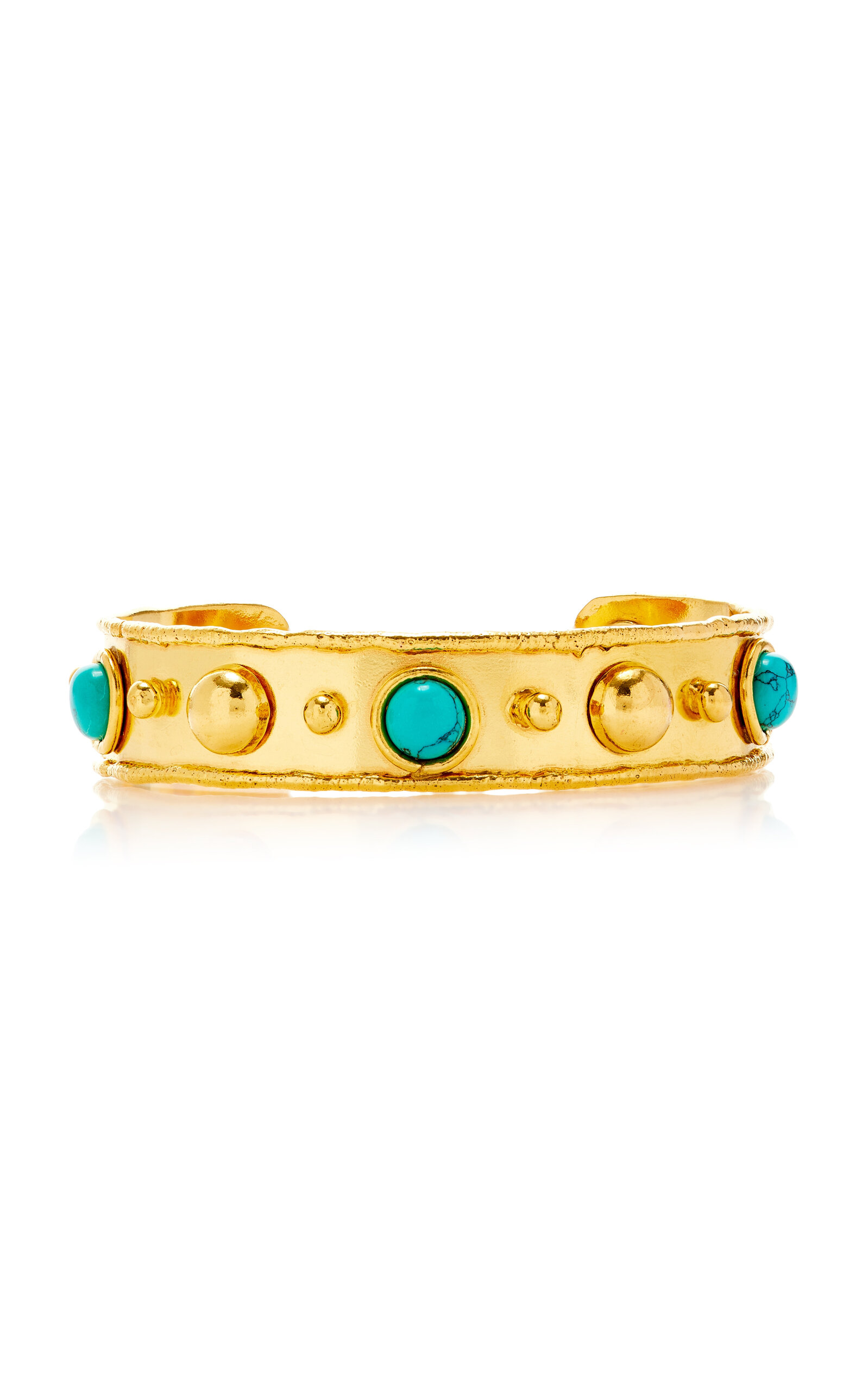 Shop Sylvia Toledano Stone Massai 22k Gold-plated Turquoise Cuff In Blue