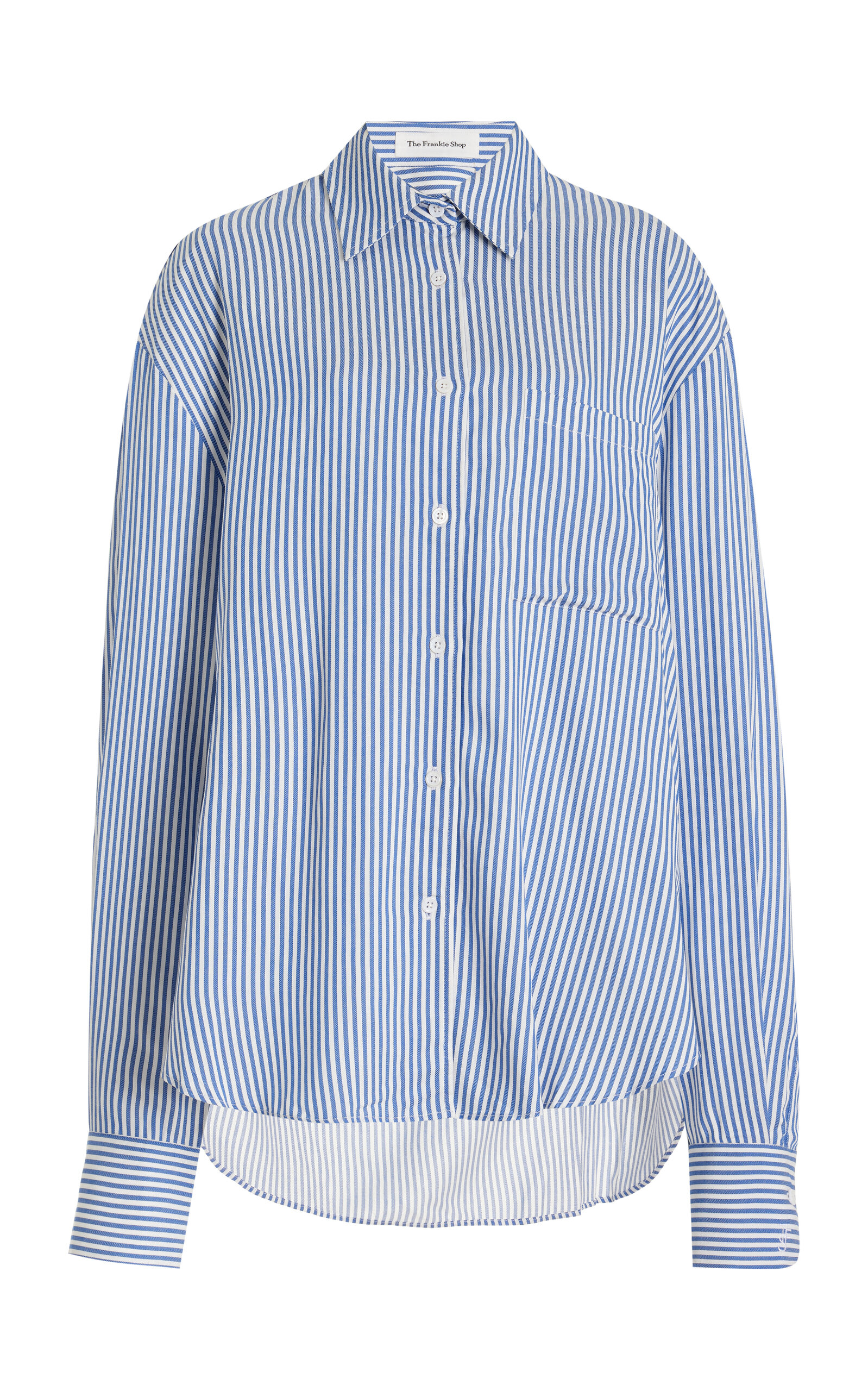 The Frankie Shop Lui Striped Twill Shirt In Blue