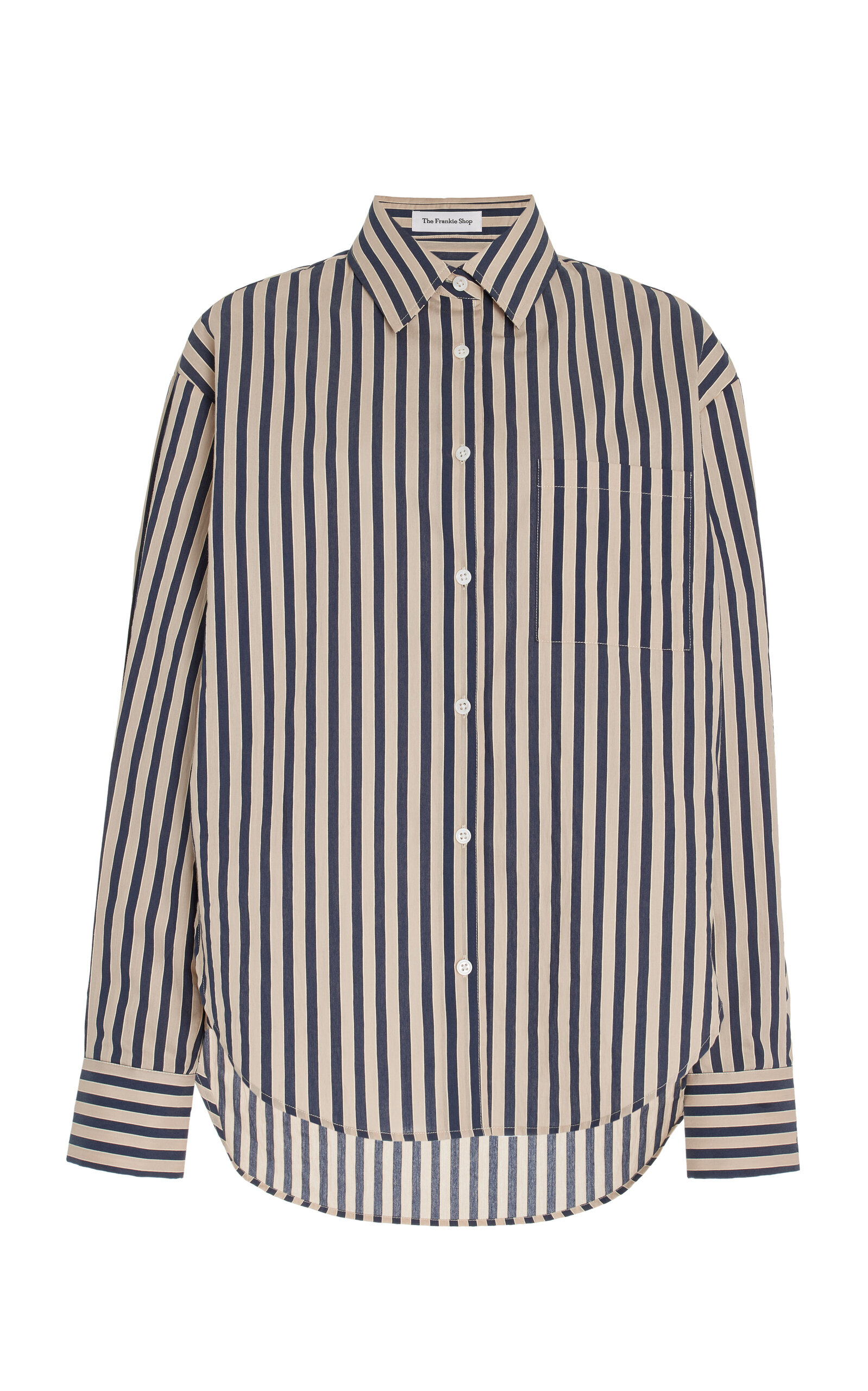 The Frankie Shop Lui Oversized Textured Cotton-blend Shirt In Navy