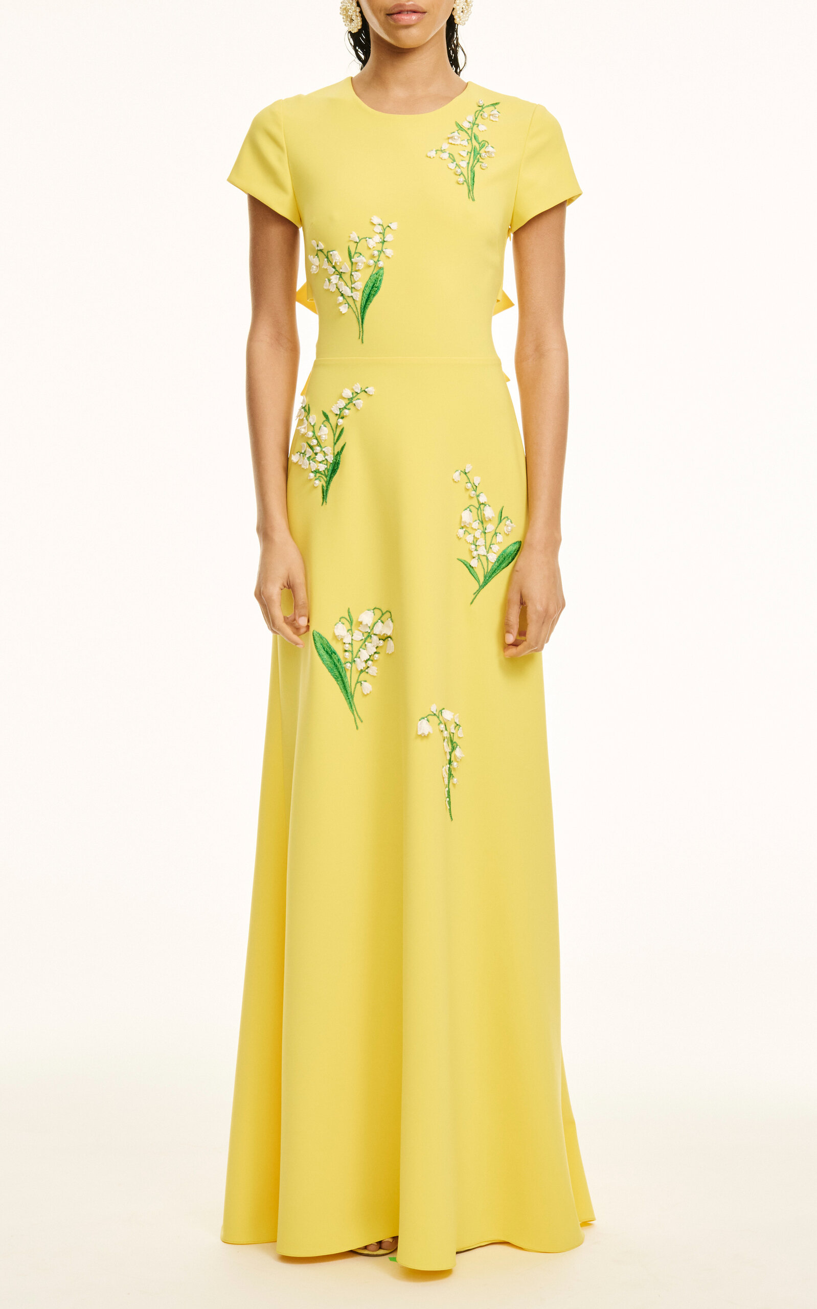 Shop Carolina Herrera Embroidered Maxi Dress In Yellow