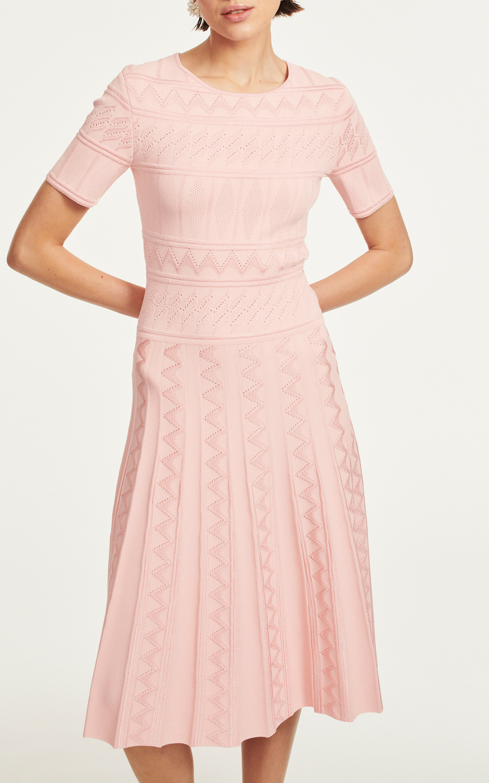 Carolina Herrera Embroidered Midi Dress In Pink
