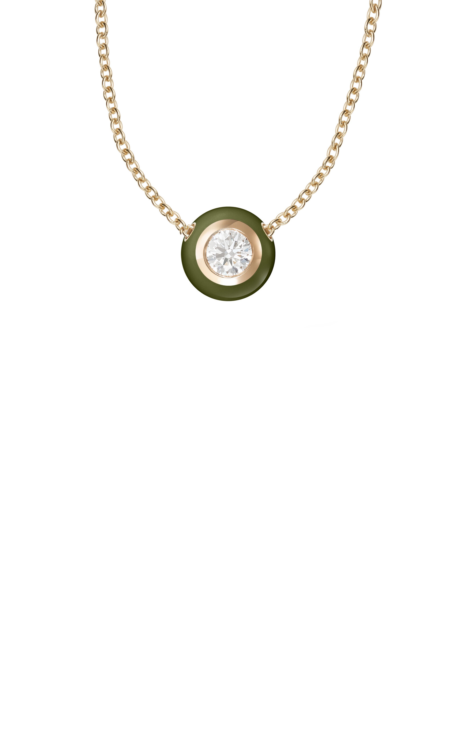 18k Yellow Gold Audrey Pendant Large in Army Green
