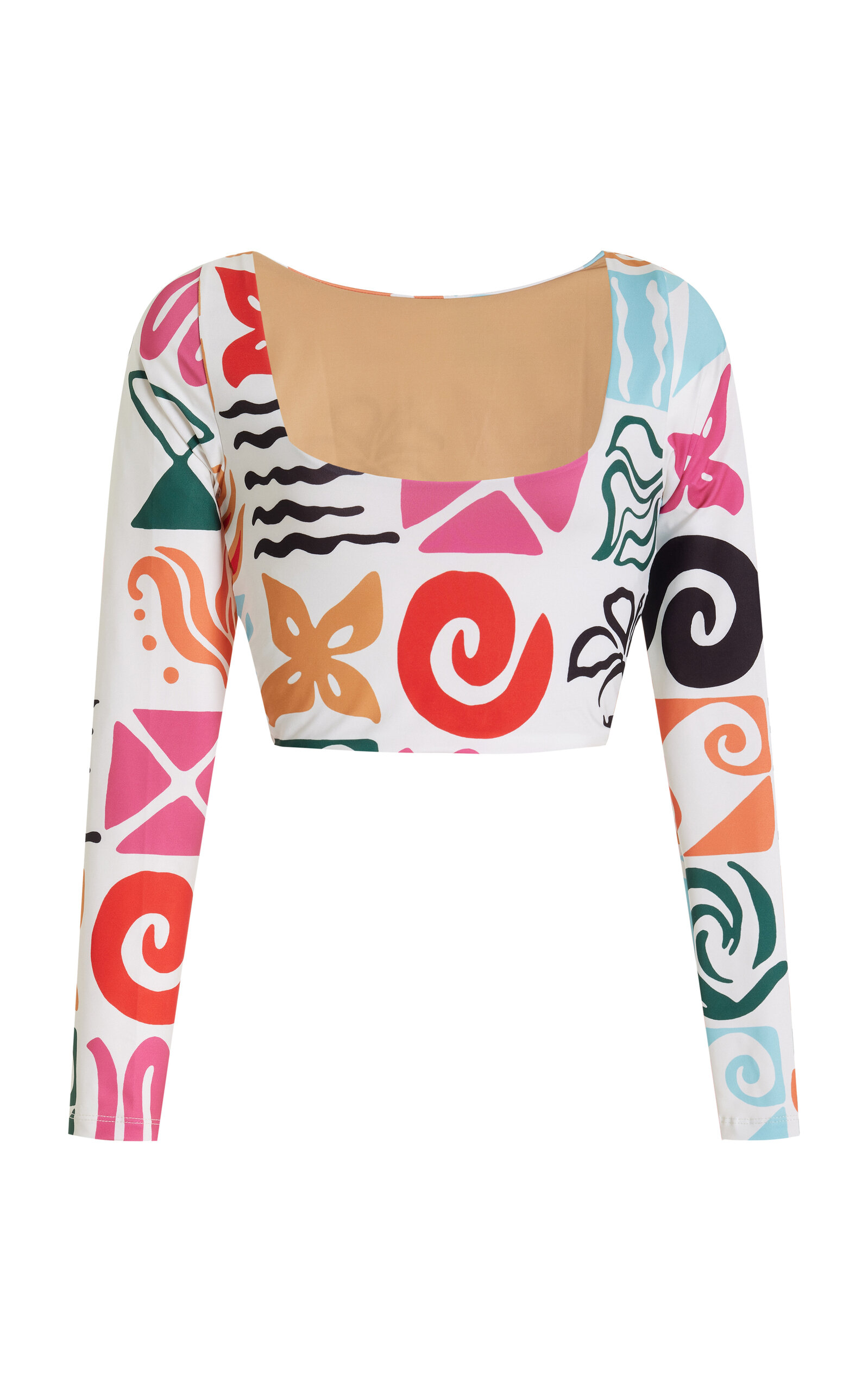 Shop Cala De La Cruz Exclusive Eva Long Sleeve Bikini Top In Multi