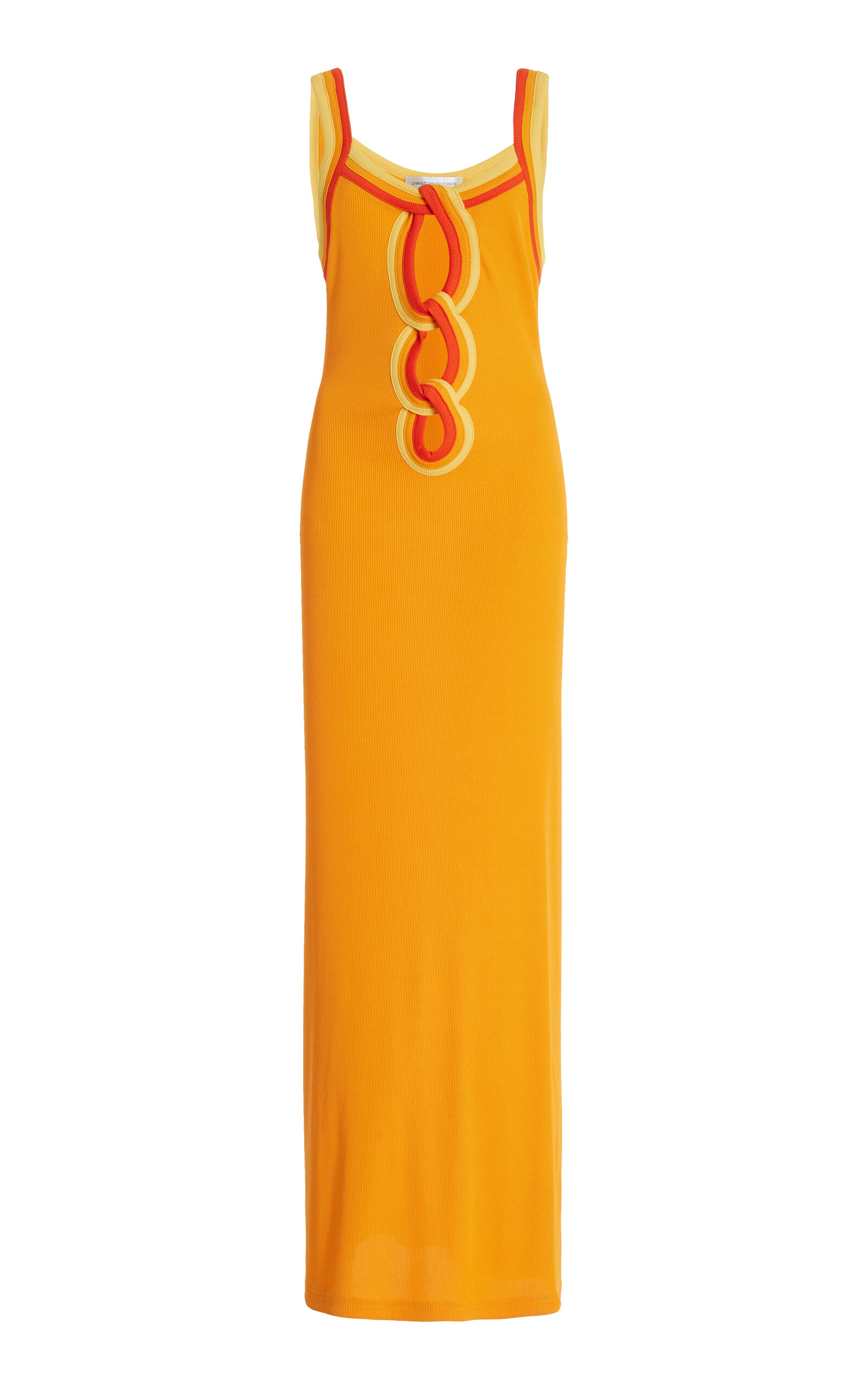 Christopher Esber Exclusive Verner Ribbed-jersey Maxi Dress In Orange