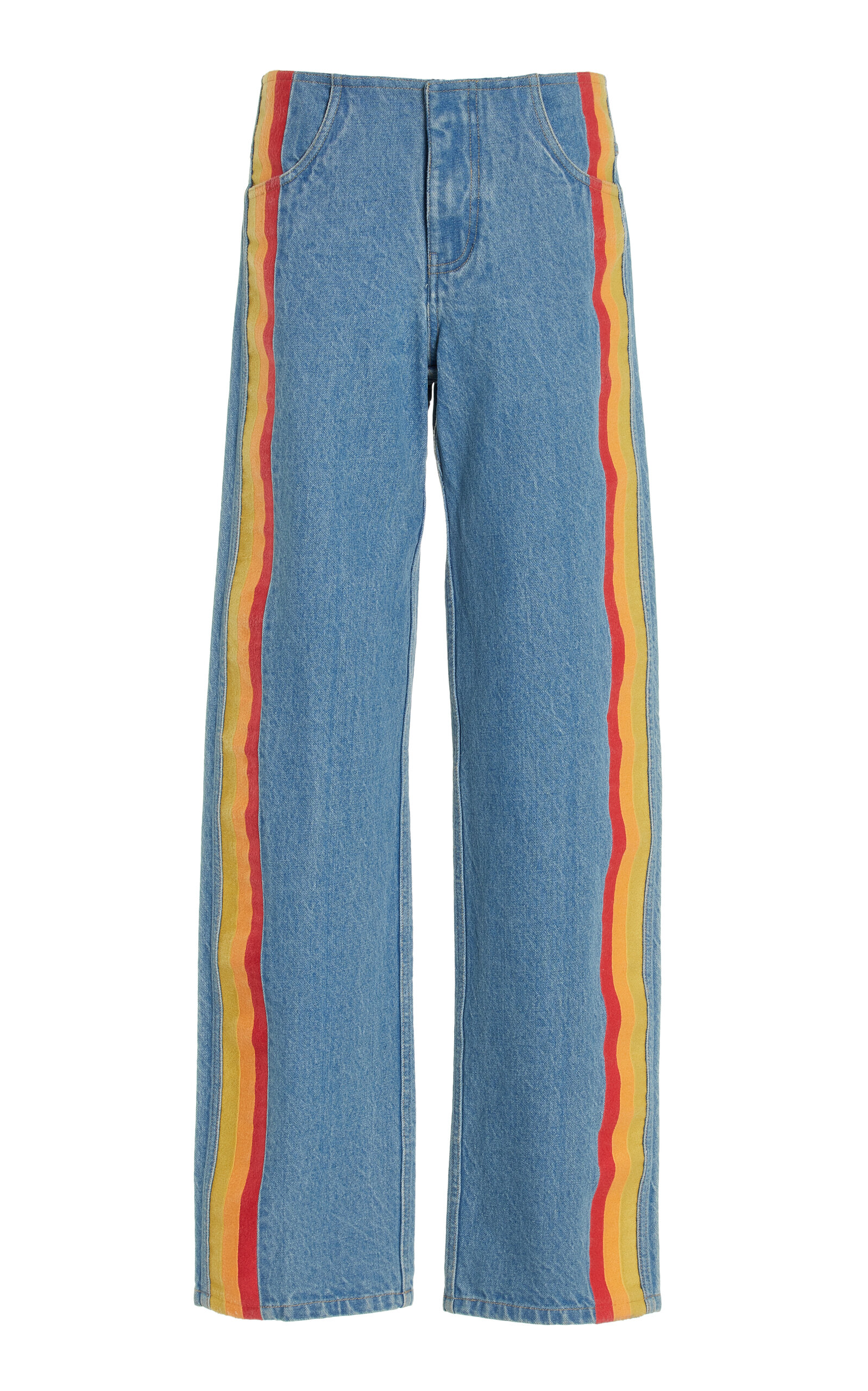 Shop Christopher Esber Exclusive Deconstructed Rigid High-rise Straight-leg Jeans In Medium Wash