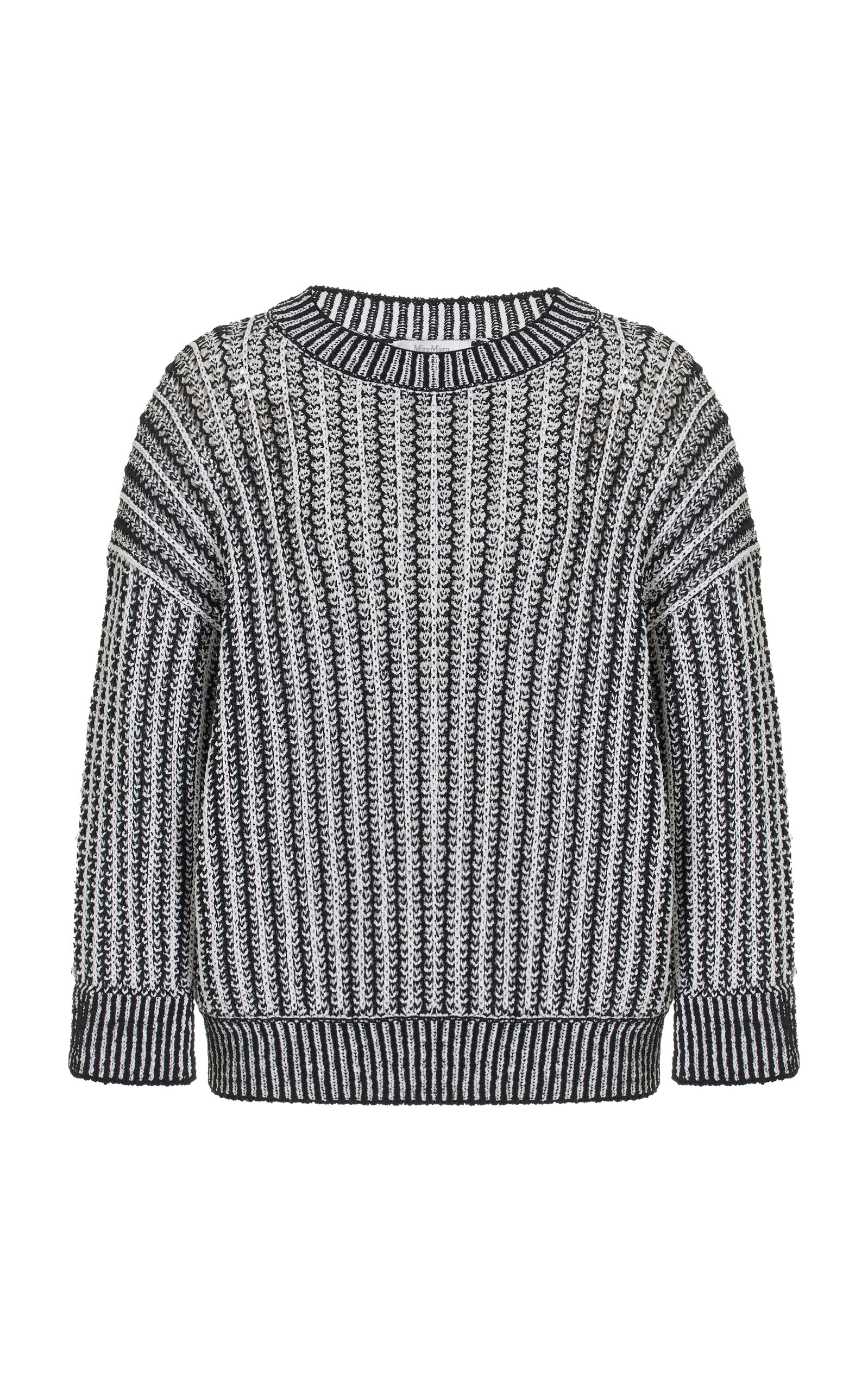 Shop Max Mara Regno Knit Cotton-blend Sweater In Black,white