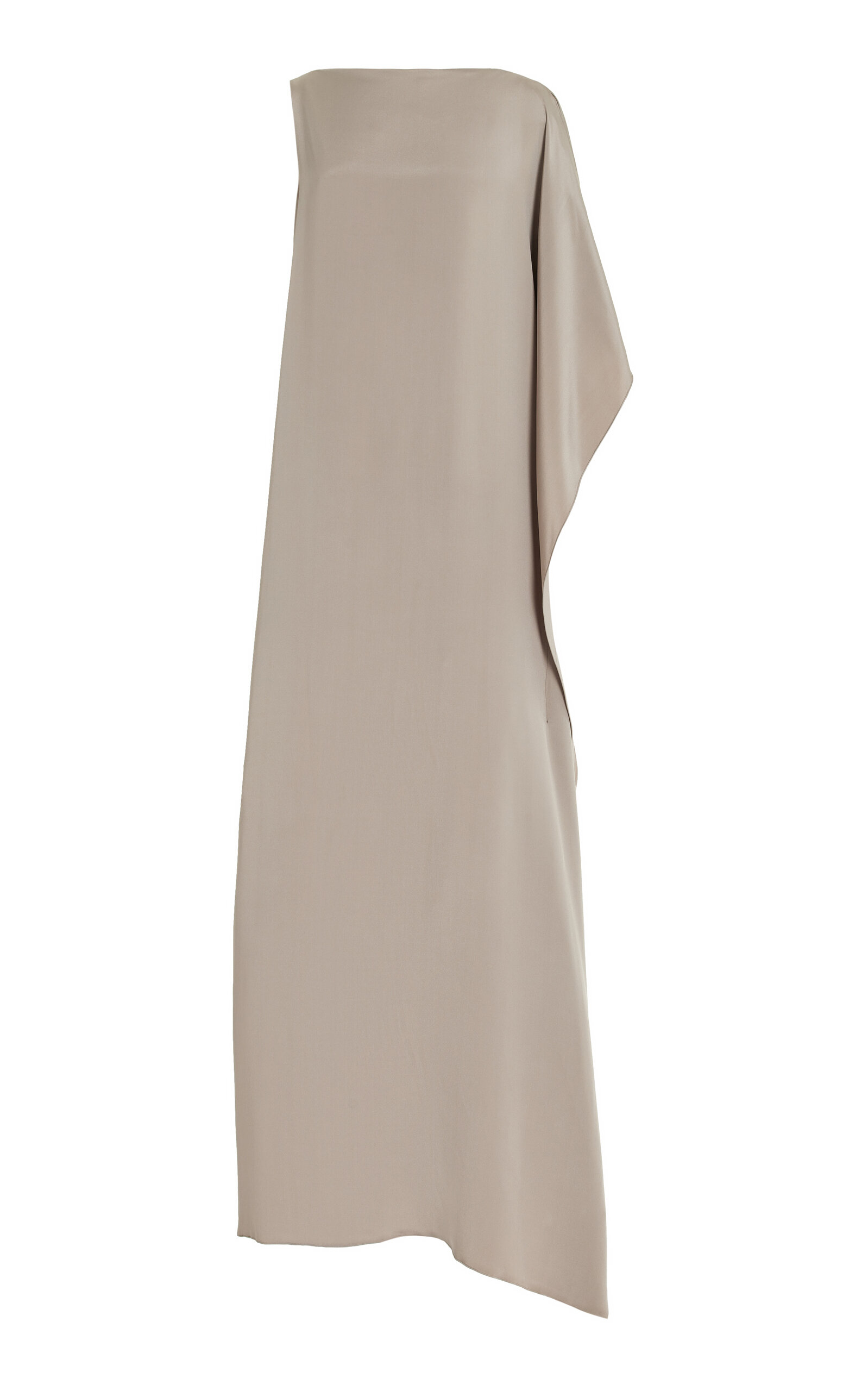 Shop Max Mara Bora Asymmetric Silk Maxi Dress In Dark Grey