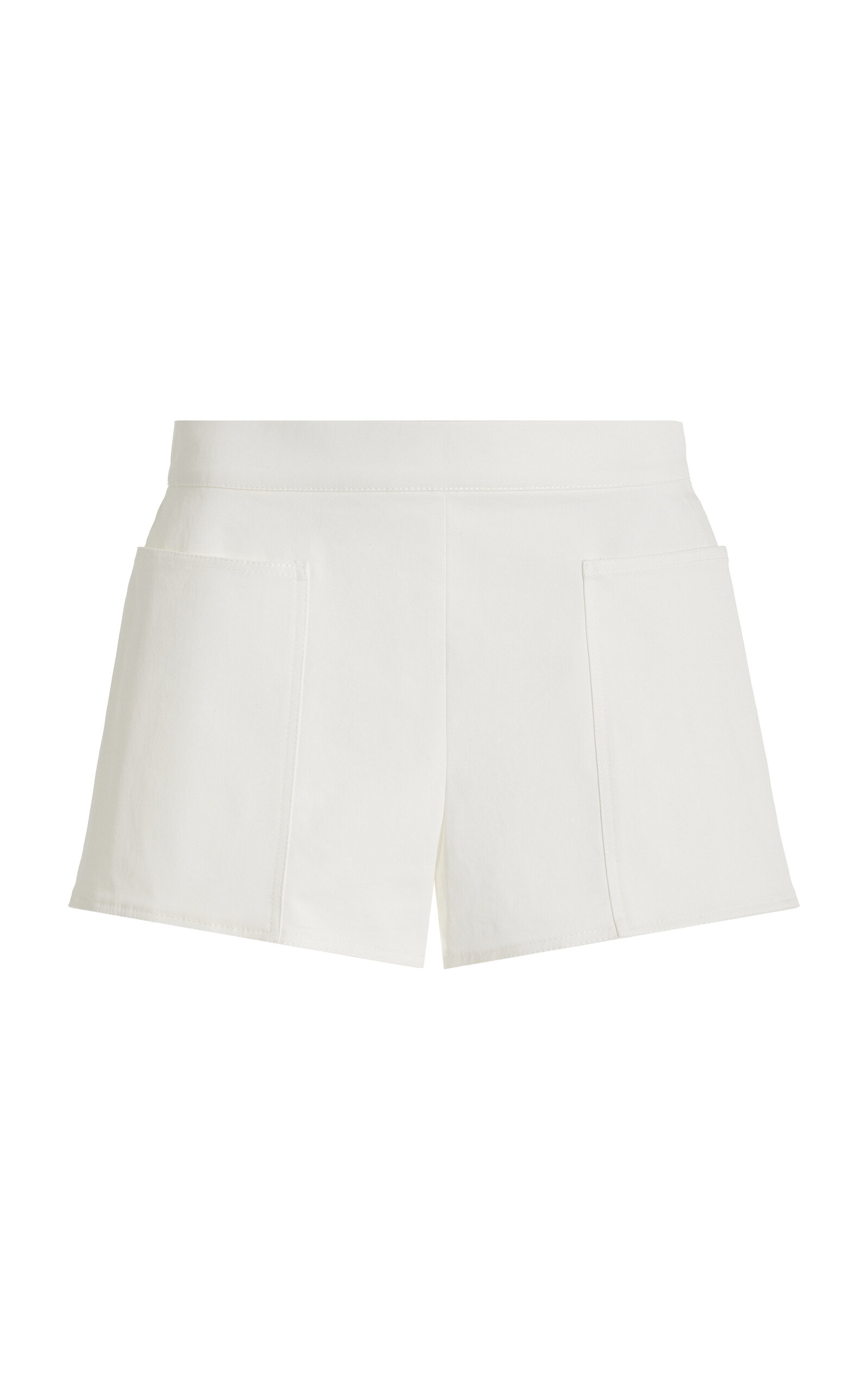 Shop Max Mara Riad Cotton-blend Mini Shorts In White