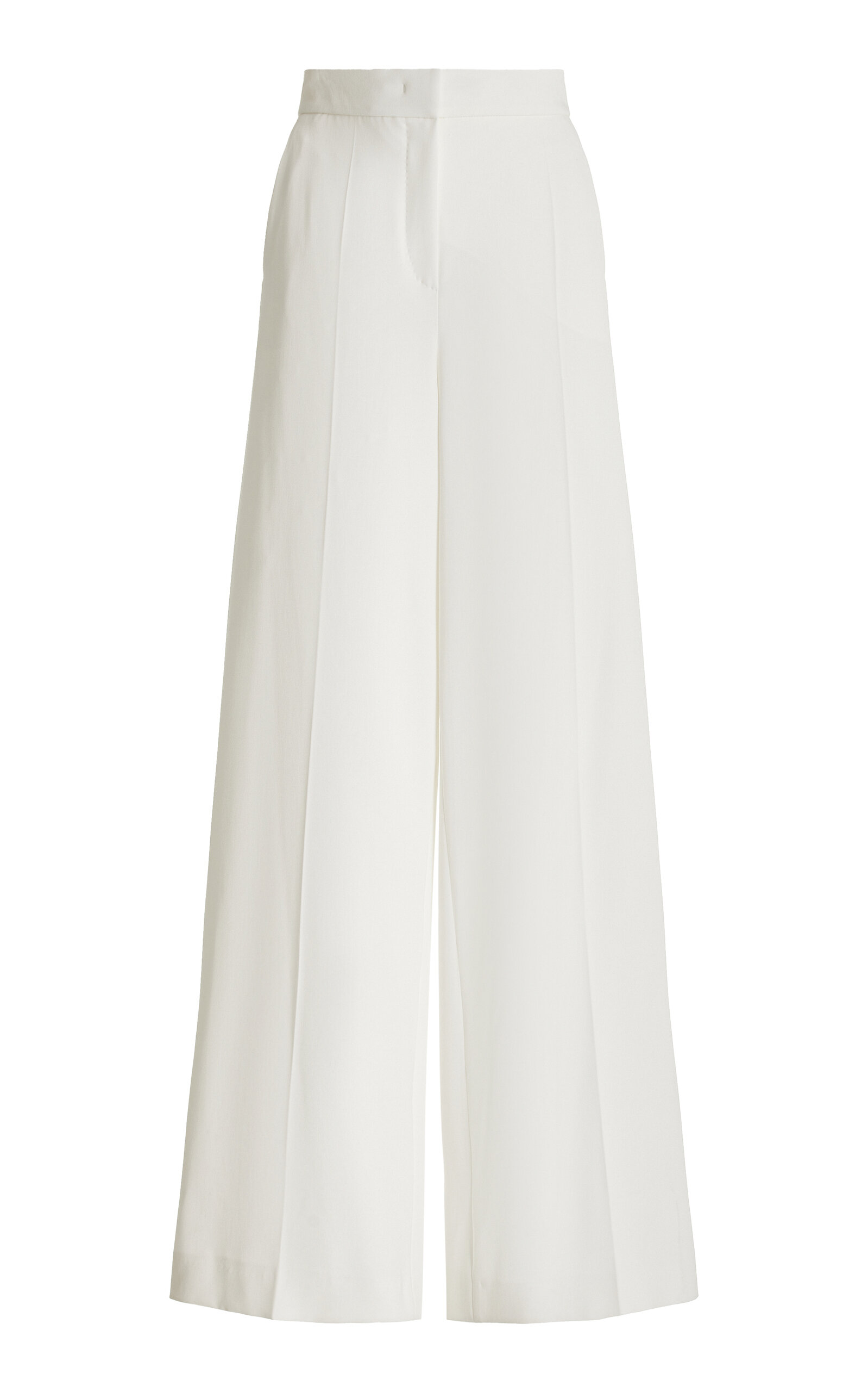 Shop Max Mara Ercole Pleated Wide-leg Pants In White