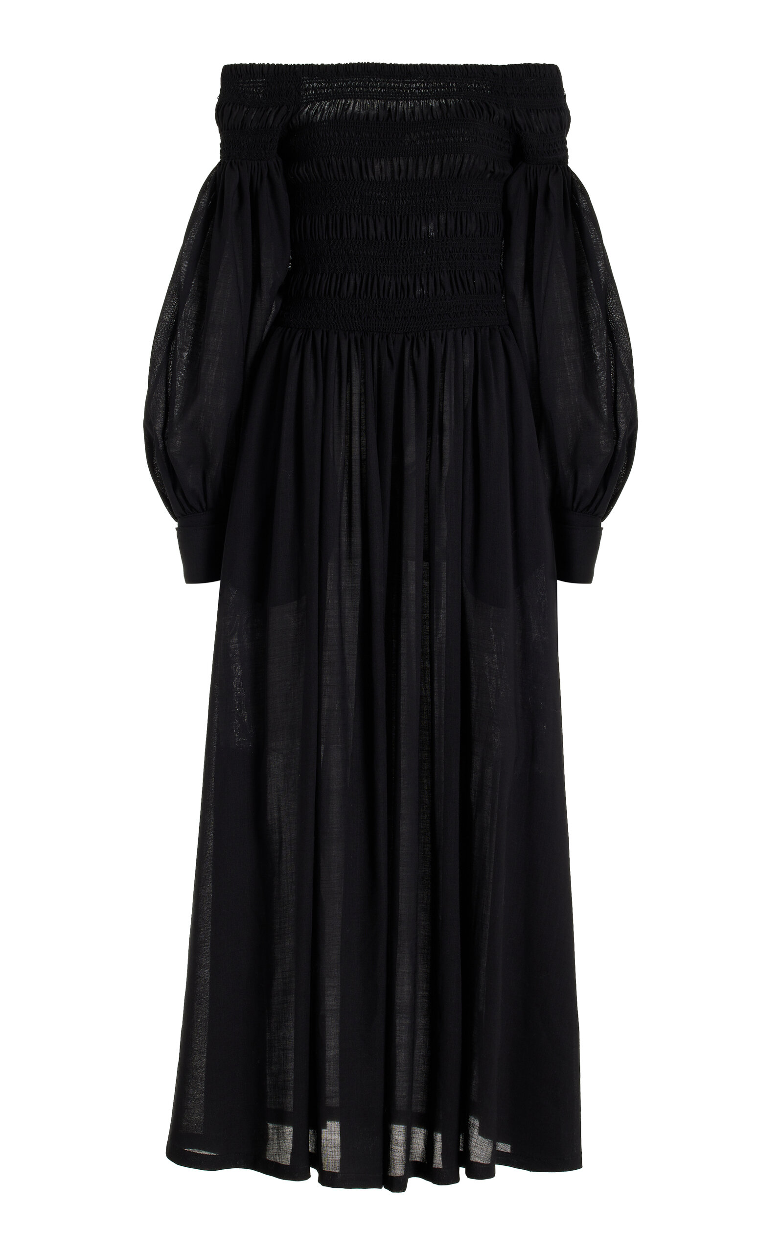 Shop Max Mara Manu Off-the-shoulder Wool Maxi Dress In Black