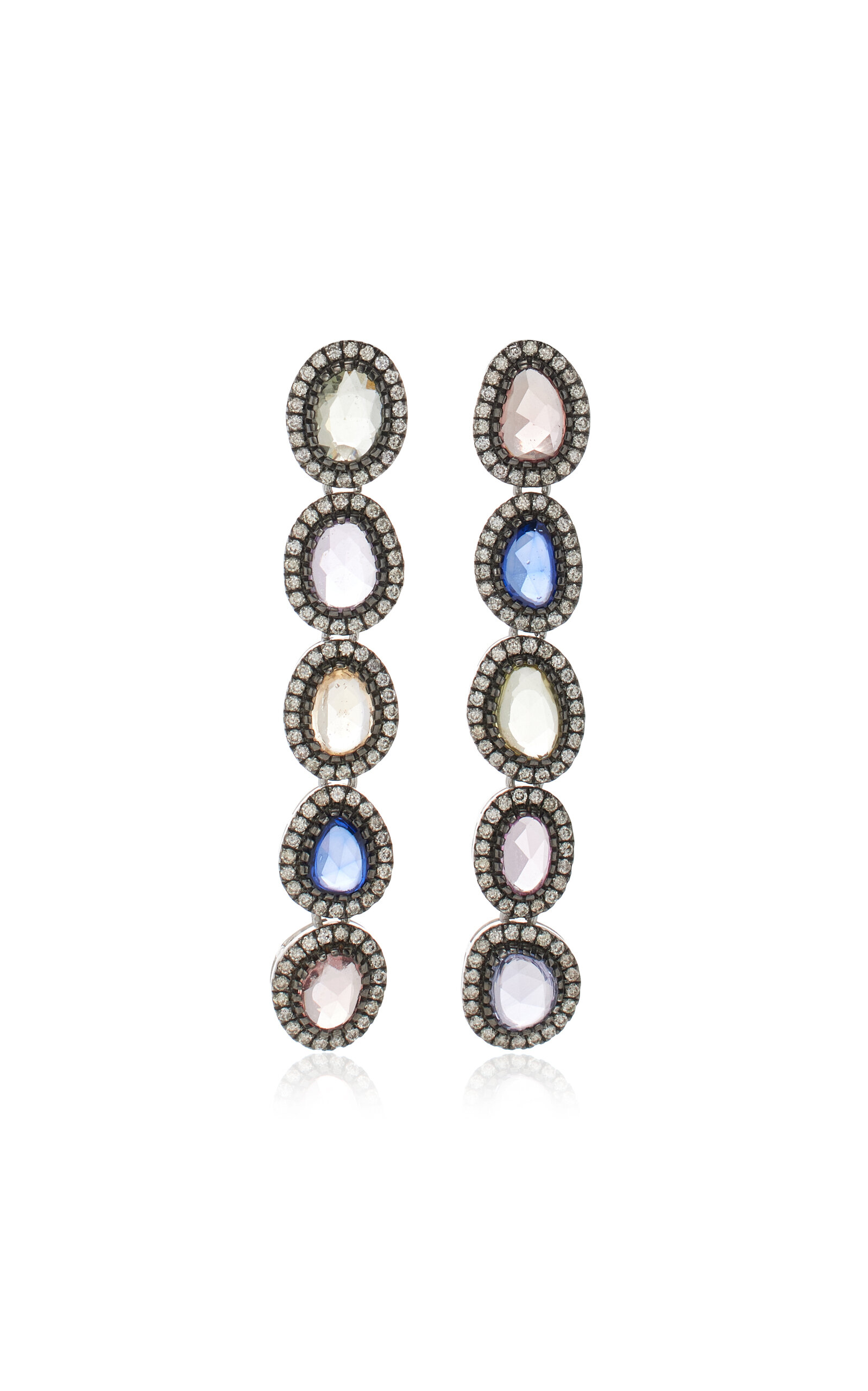 One-of-a-Kind Midnight Blossom 18K White Gold Sapphire Earrings