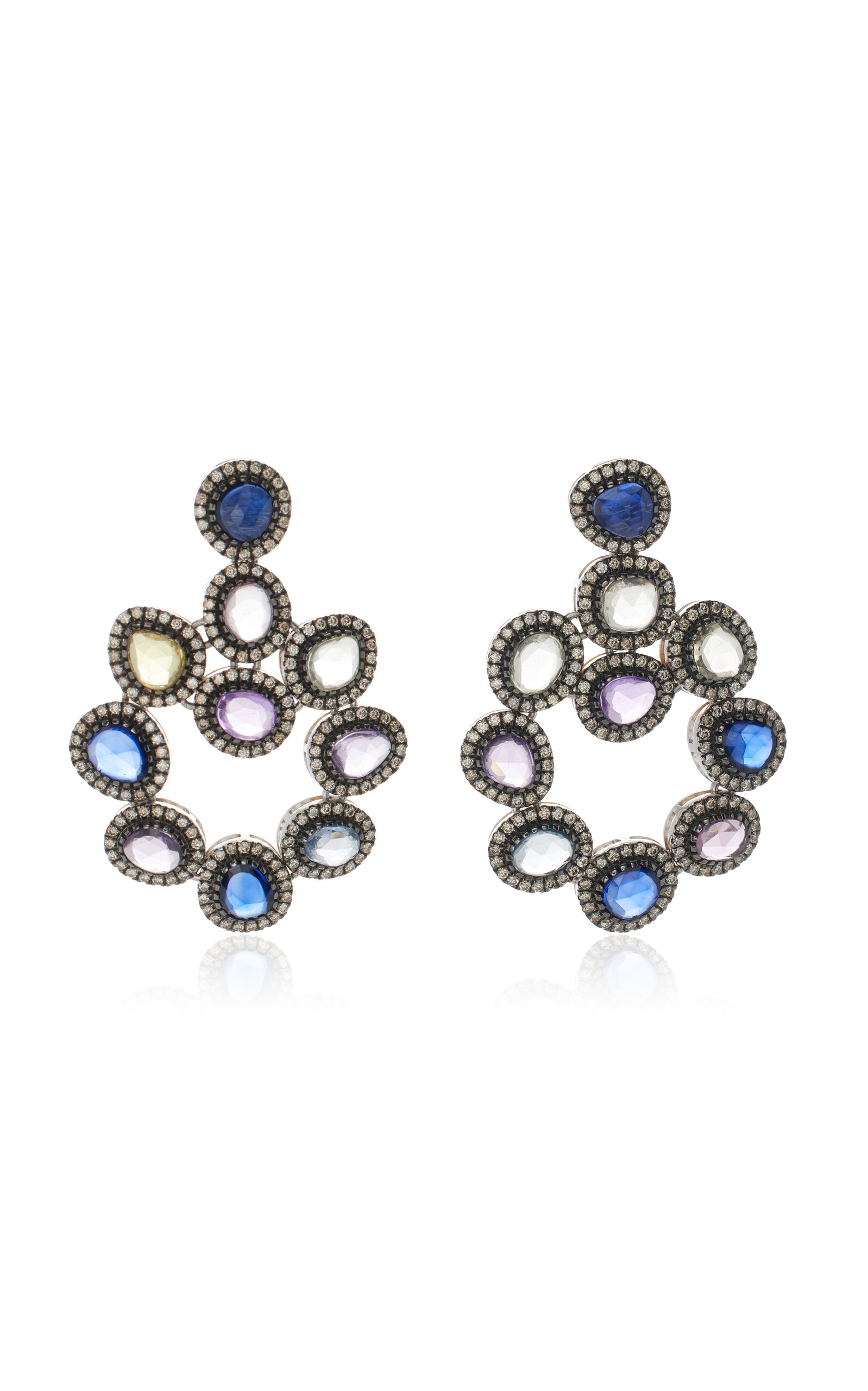 One-of-a-Kind Midnight Blossom 18K White Gold Sapphire Earrings