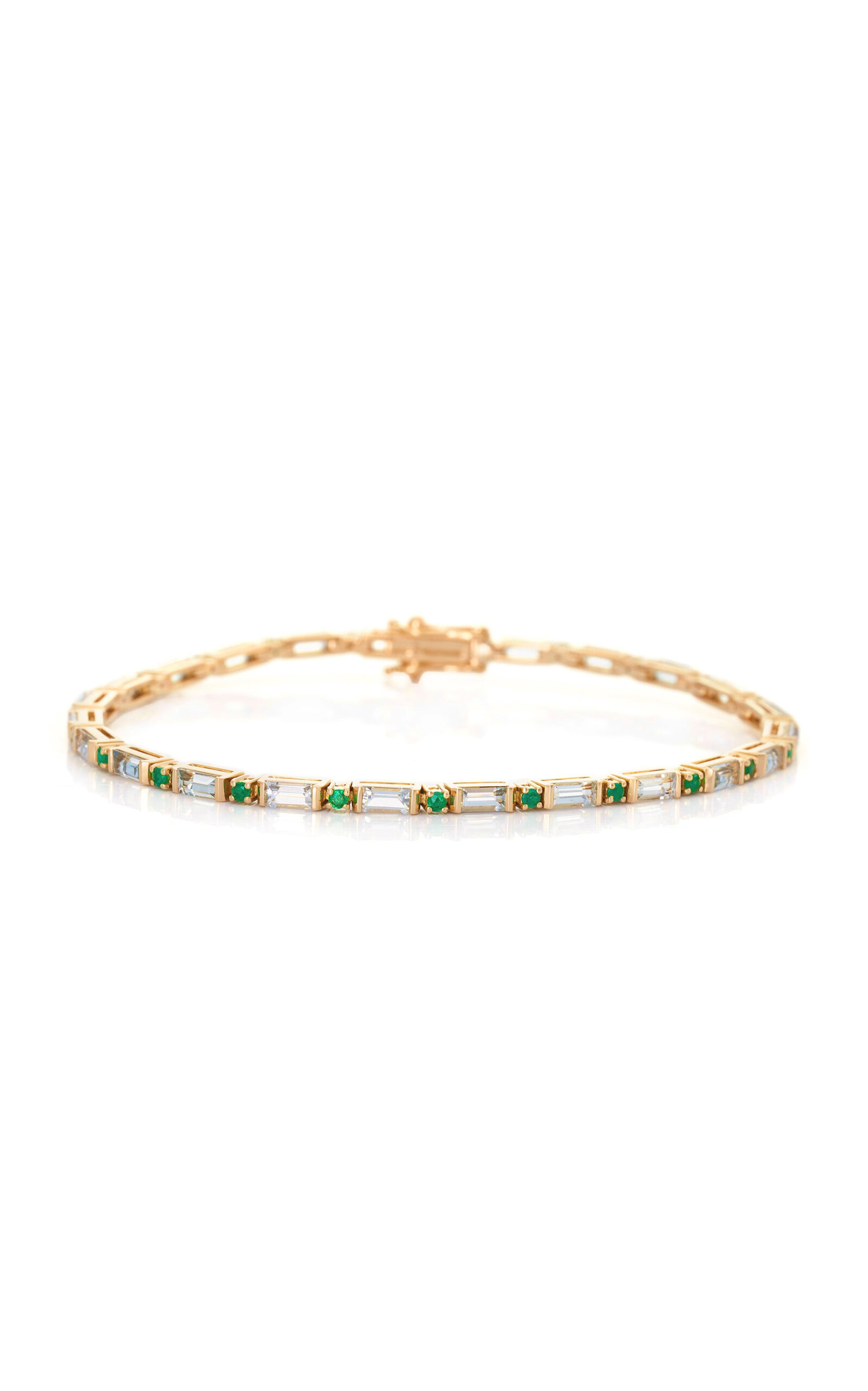 18k Yellow Gold Aquamarine; Emerald Bracelet