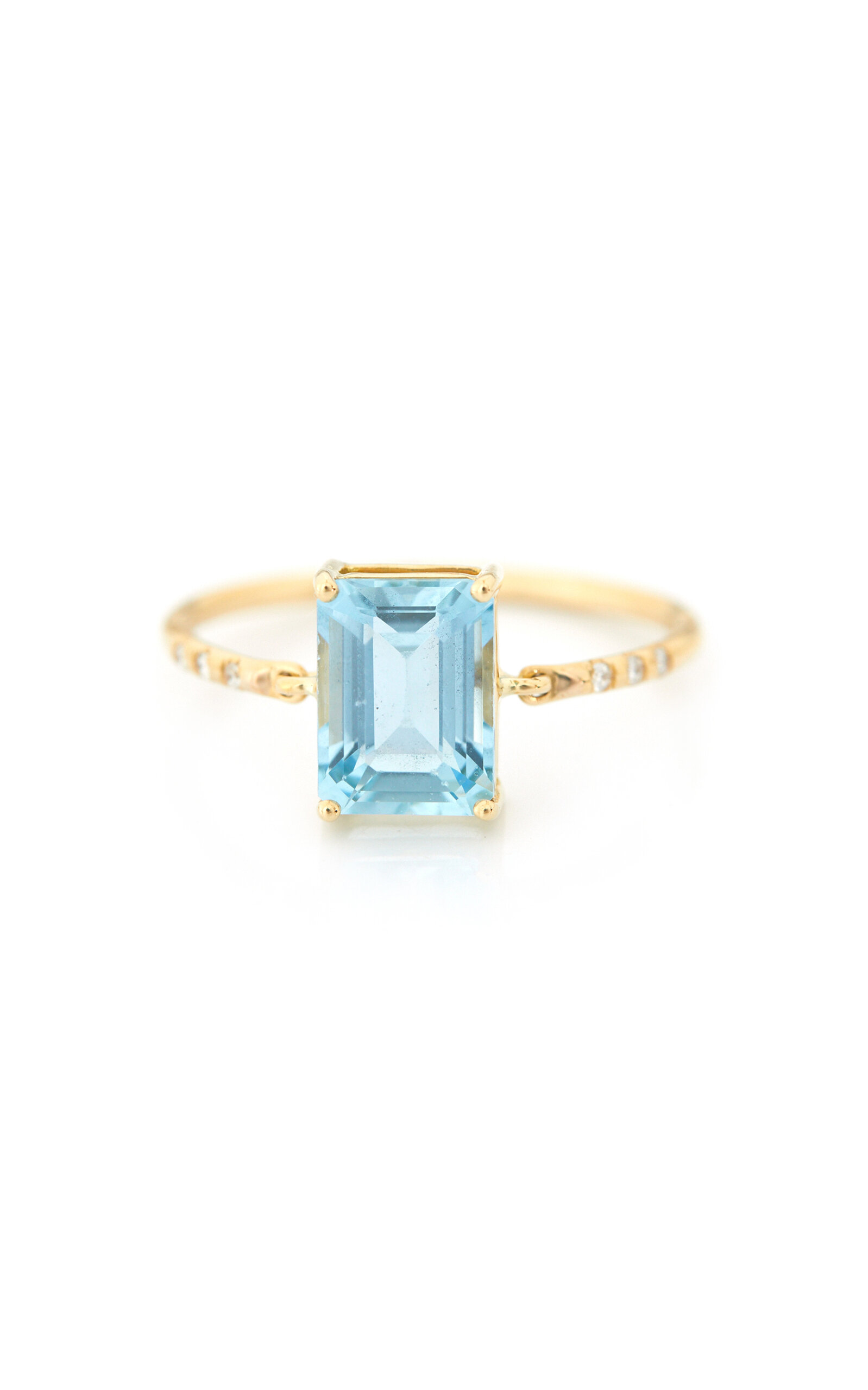 Yi Collection 18k Yellow Gold Aquamarine; Diamond Ring In Blue