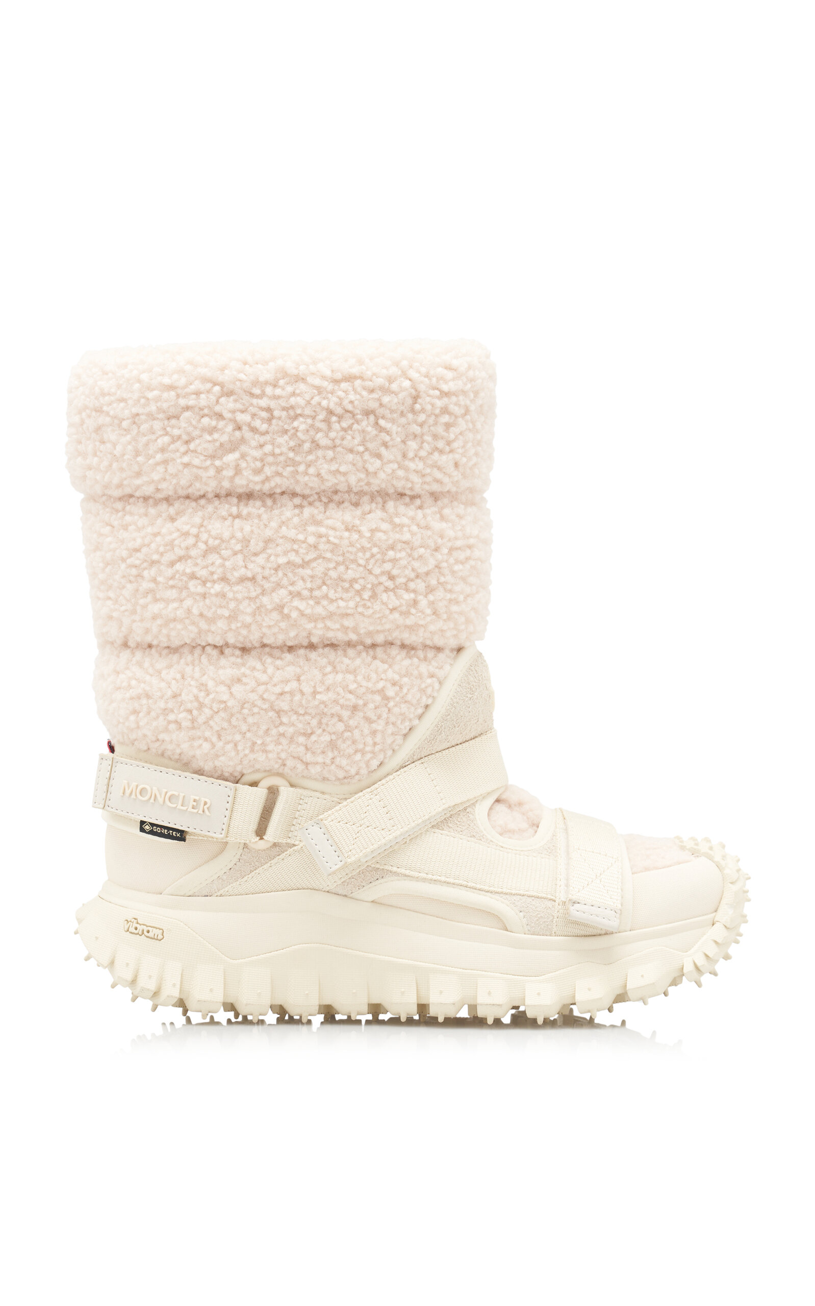 Moncler Trailgrip Eco-shearling Ankle Boots In Ivory