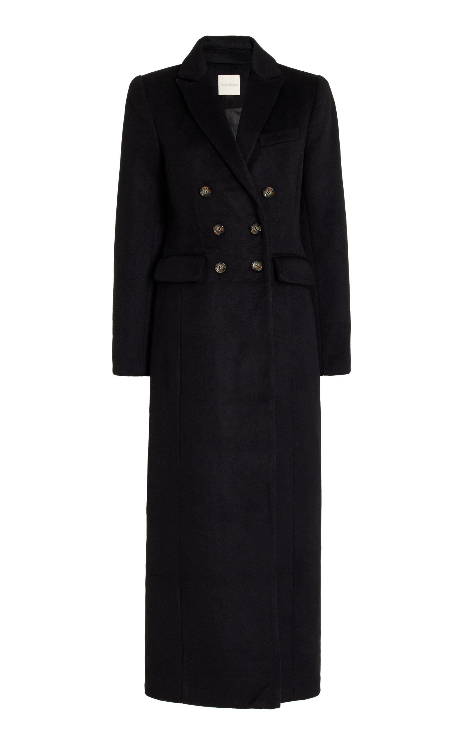 Shop Favorite Daughter The Simon Brushed-twill Double-breasted Coat In Black