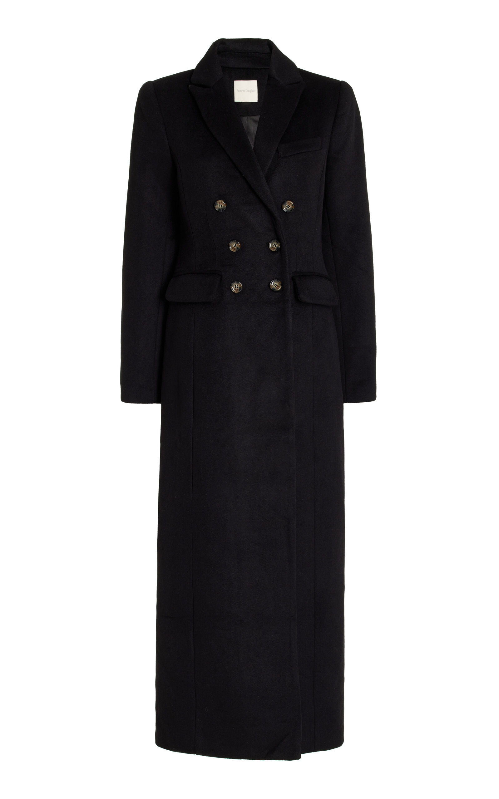 Favorite Daughter The Simon Double Breasted Longline Coat In Black