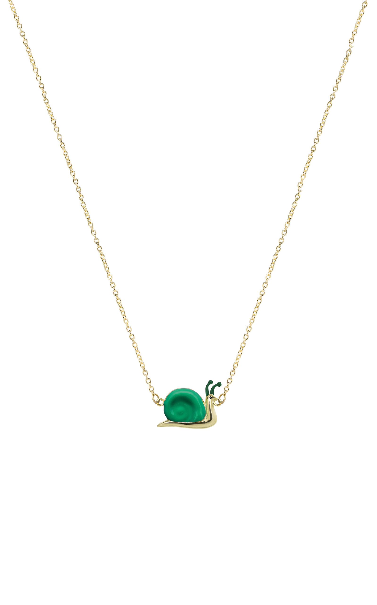 Aliita 9k Yellow Gold Caracol Enemel Necklace In Green