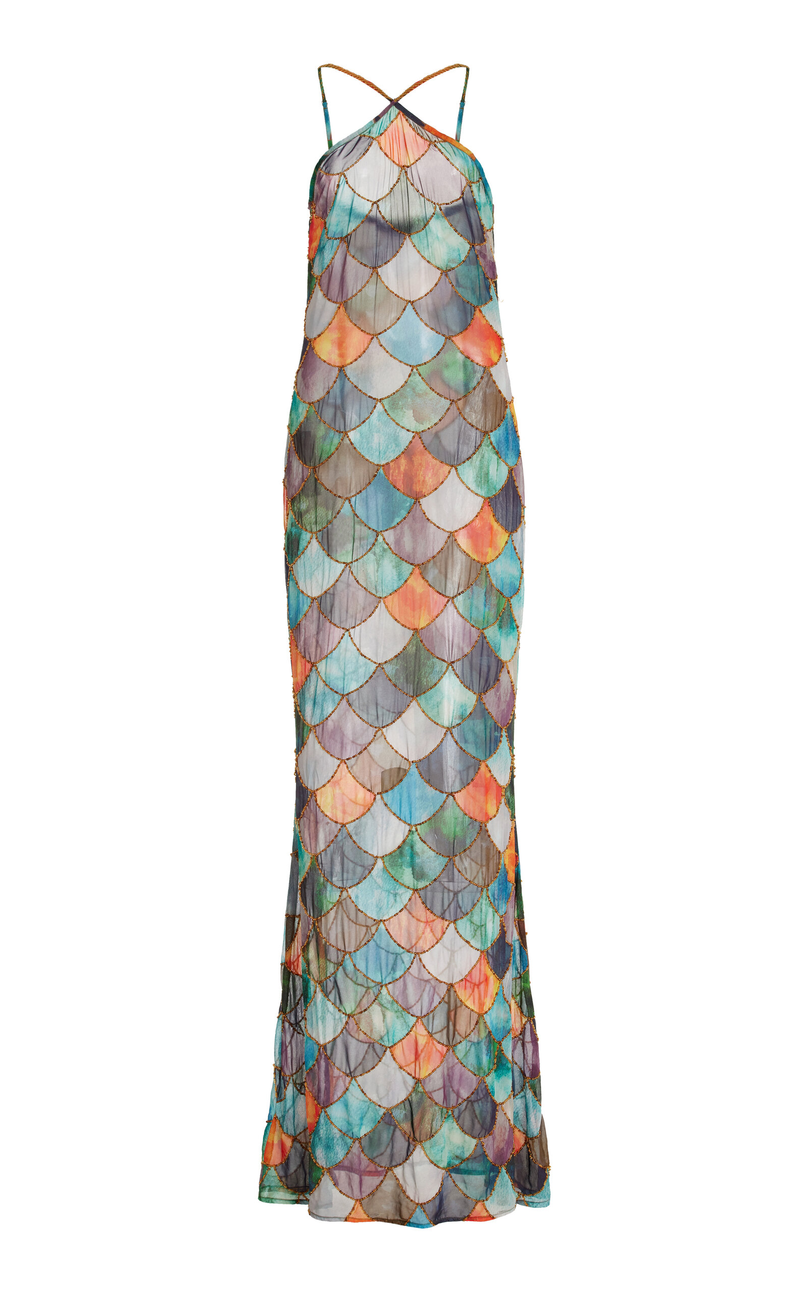 KILENTAR EXCLUSIVE MAMI BEADED CHIFFON MAXI DRESS