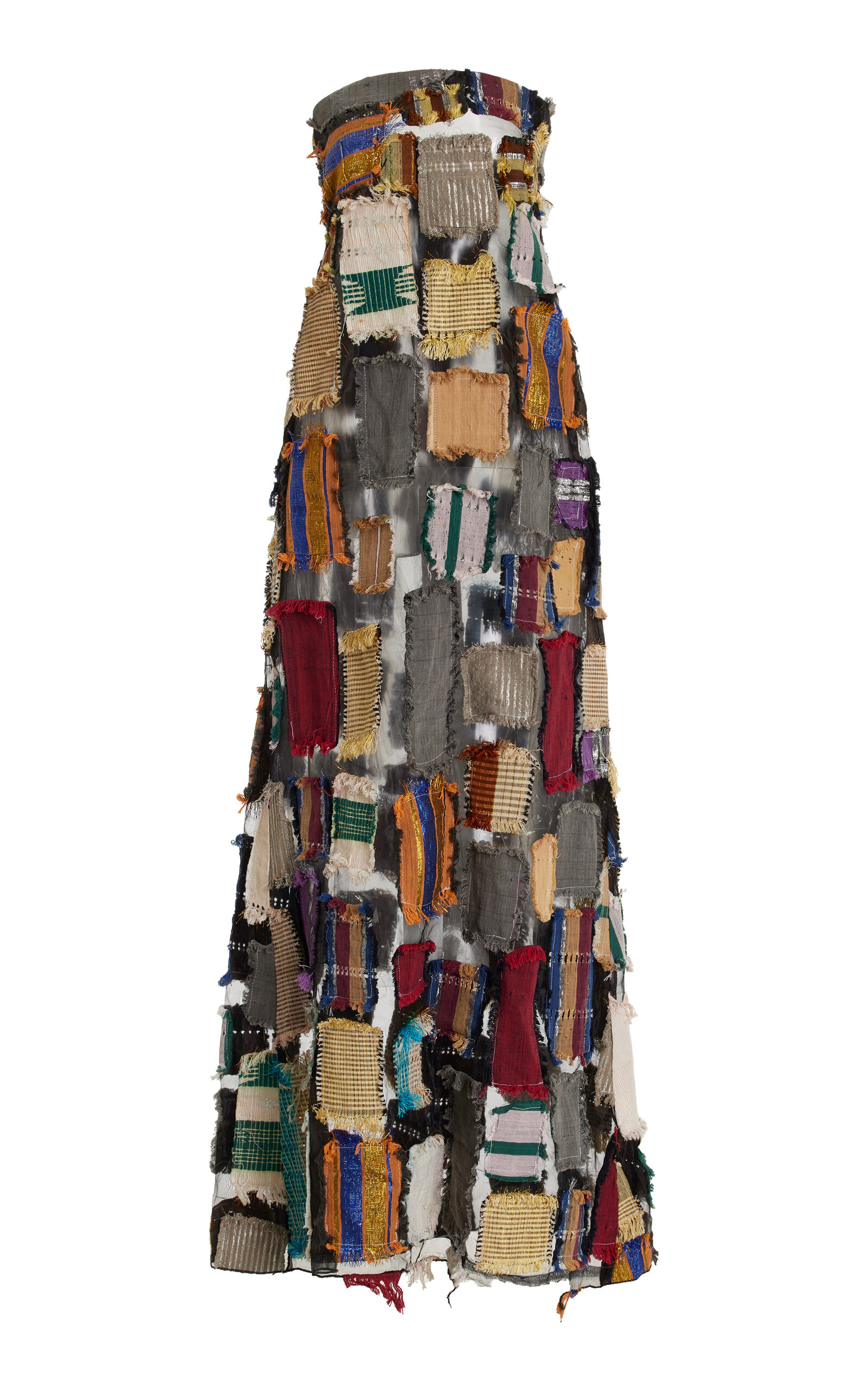 Kilentar Ajoyo Vintage Patchwork Organza Maxi Dress In Multi