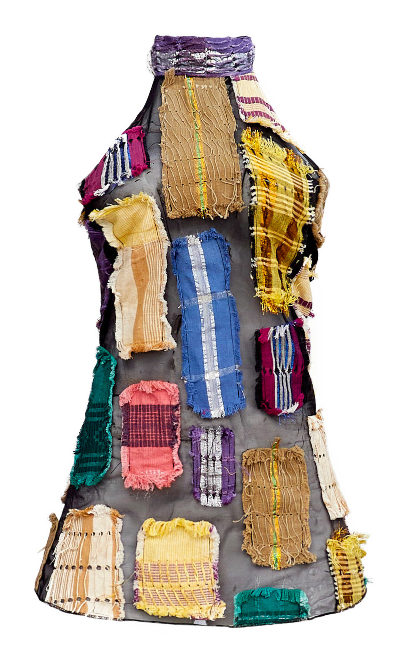 Kilentar Ajoyo Vintage Patchwork Organza Mini Dress In Multi