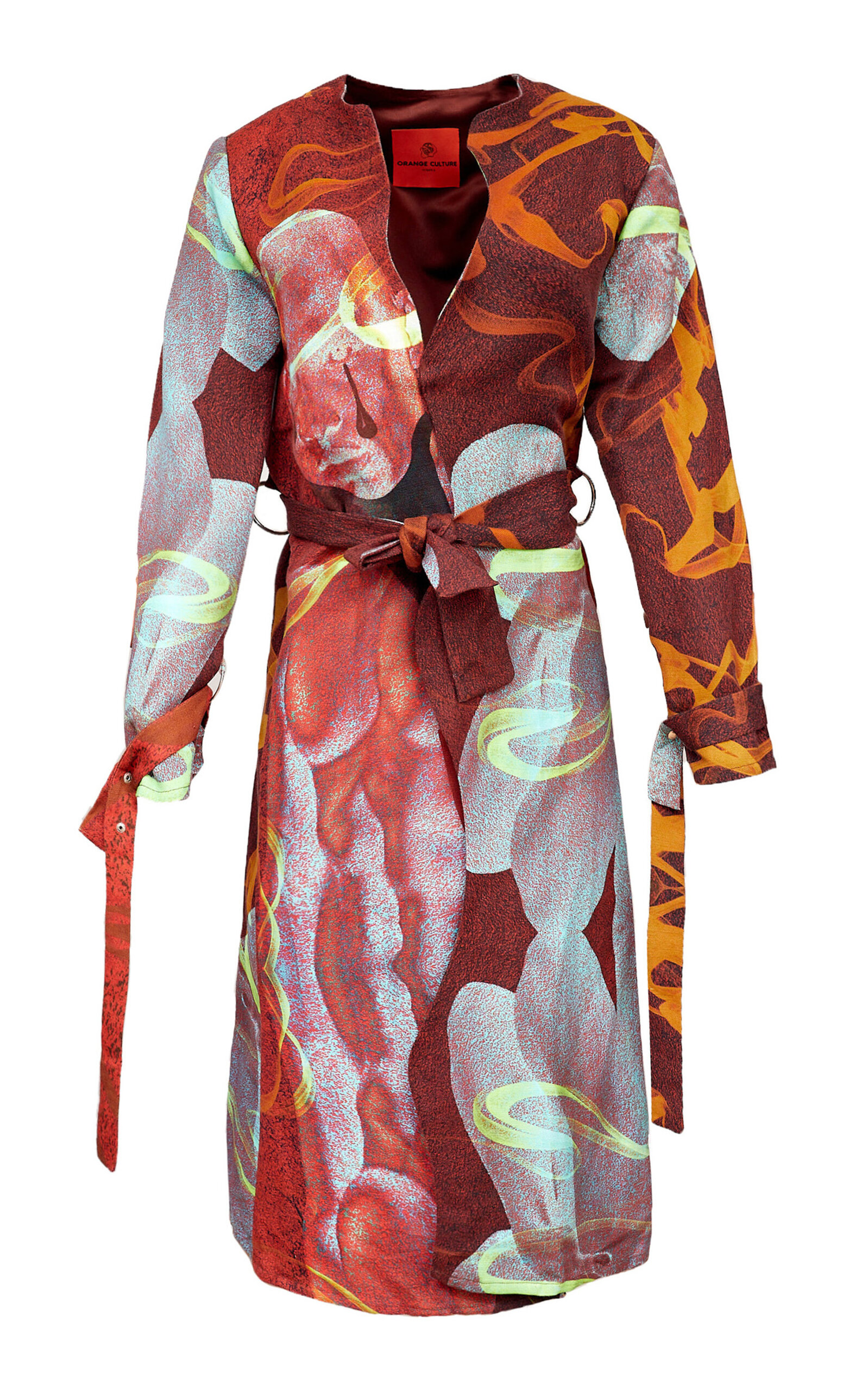 Orange Culture Jimi Light-weight Linen Coat In Print