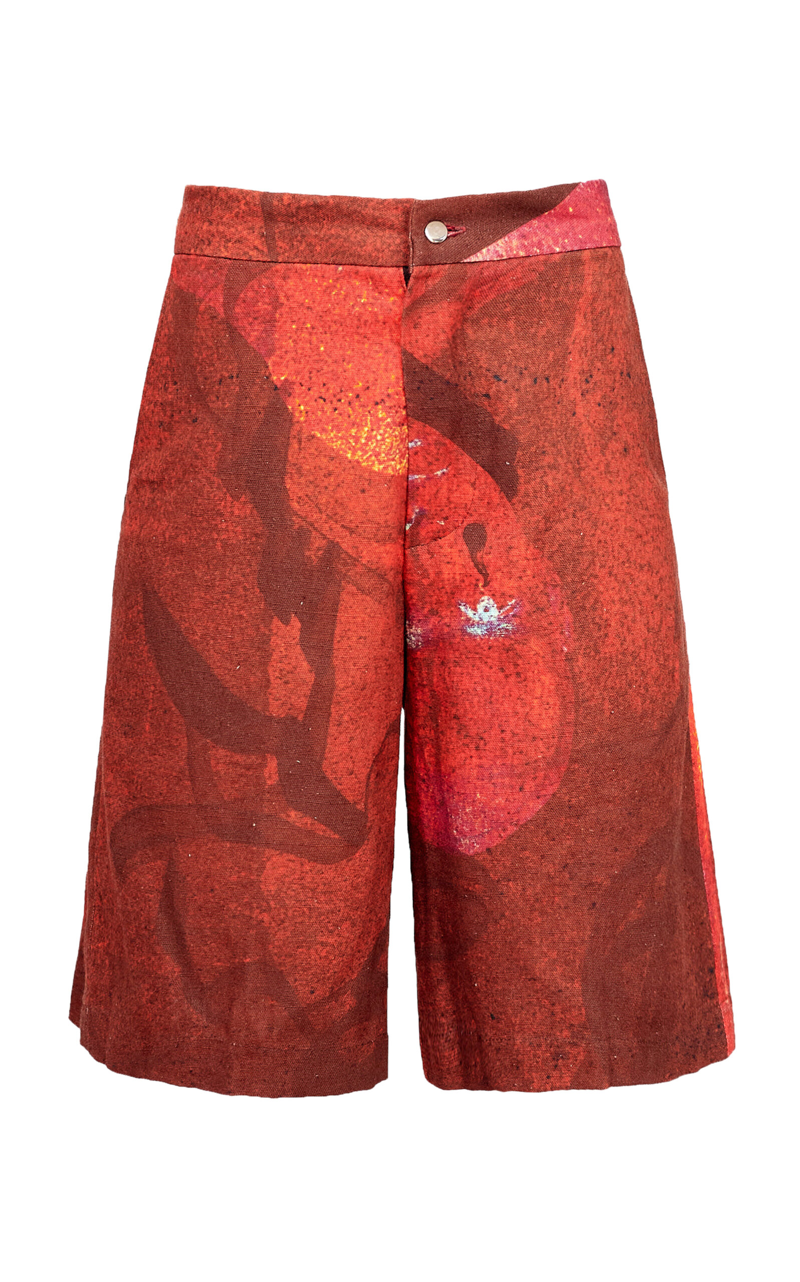 Orange Culture Jimi Oversized Linen Knee Shorts In Print