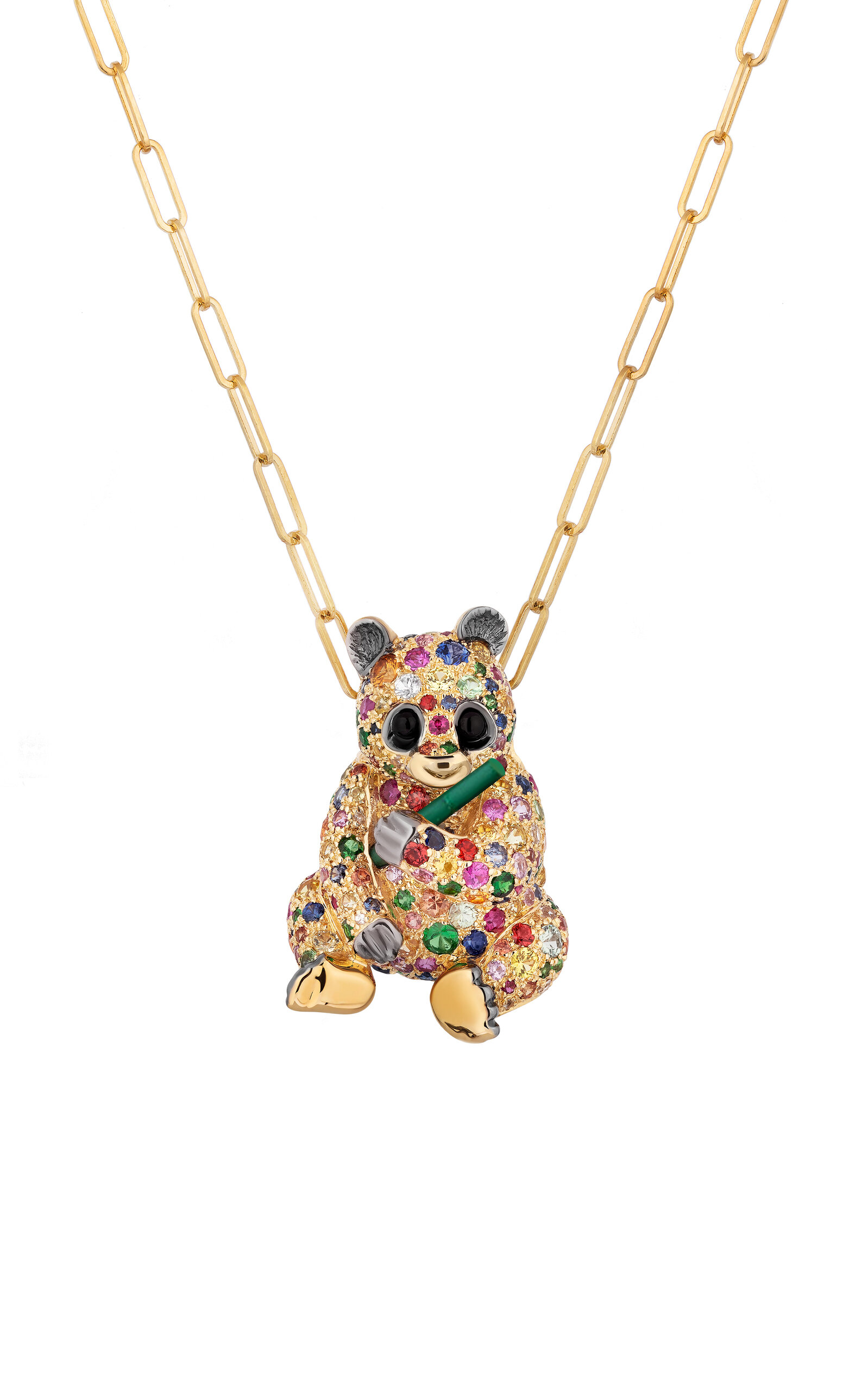 Goshwara 18k Yellow Gold Panda Brooch & Pendant In Multi
