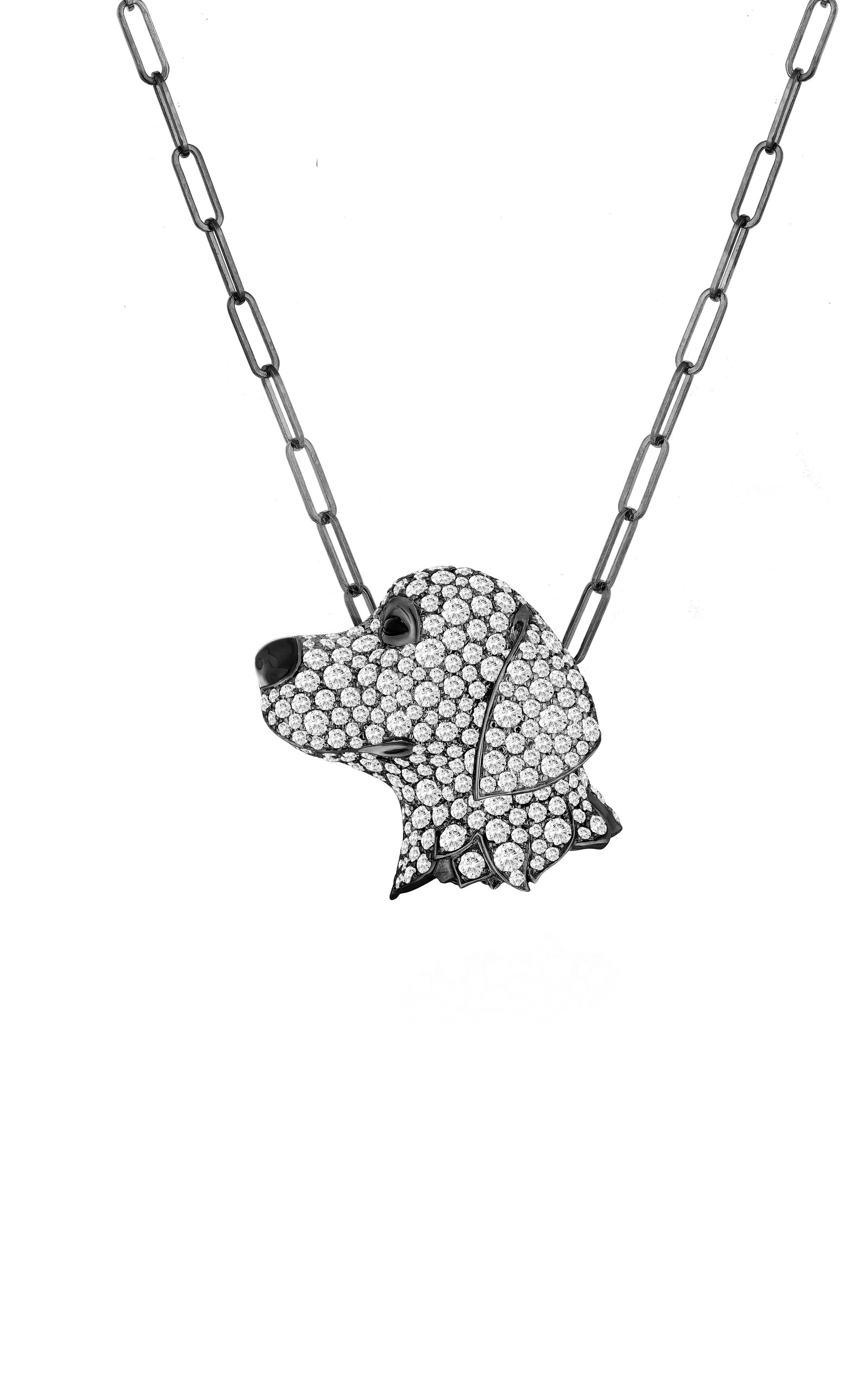 Goshwara 18k White Gold Dog Brooch & Pendant In Black