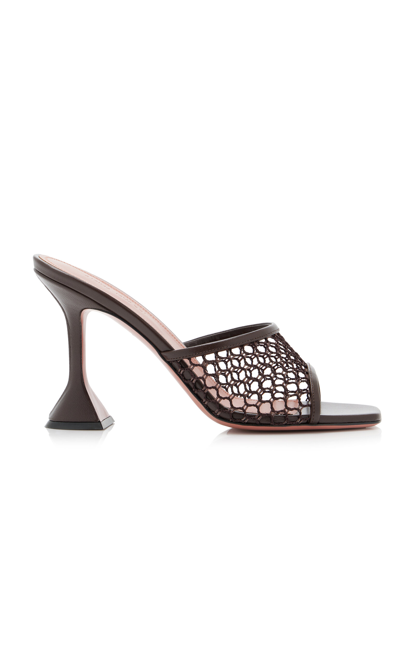 Amina Muaddi Square Toe High Heel Sandals In Brown